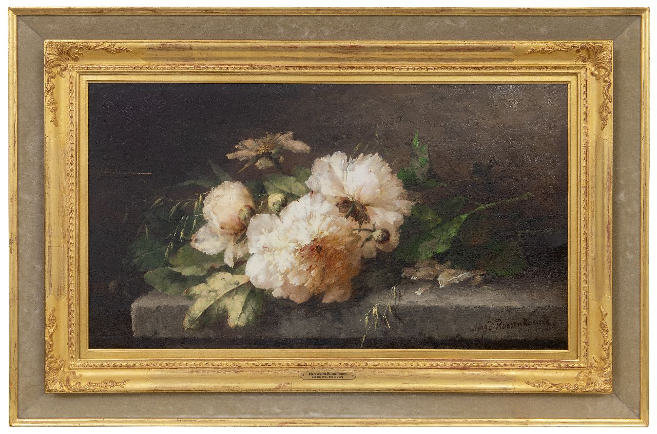 Roosenboom M.C.J.W.H. | 'Margaretha' Cornelia Johanna Wilhelmina Henriëtta Roosenboom | Paintings offered for sale | Peonies on a stone ledge, oil on canvas 40.5 x 71.8 cm, signed l.r. Roosenboom M.C.J.W.H. | 'Margaretha' Cornelia Johanna Wilhelmina Henriëtta Roosenboom | Paintings offered for sale | Peonies on a stone ledge, oil on canvas 40.5 x 71.8 cm, signed l.r.