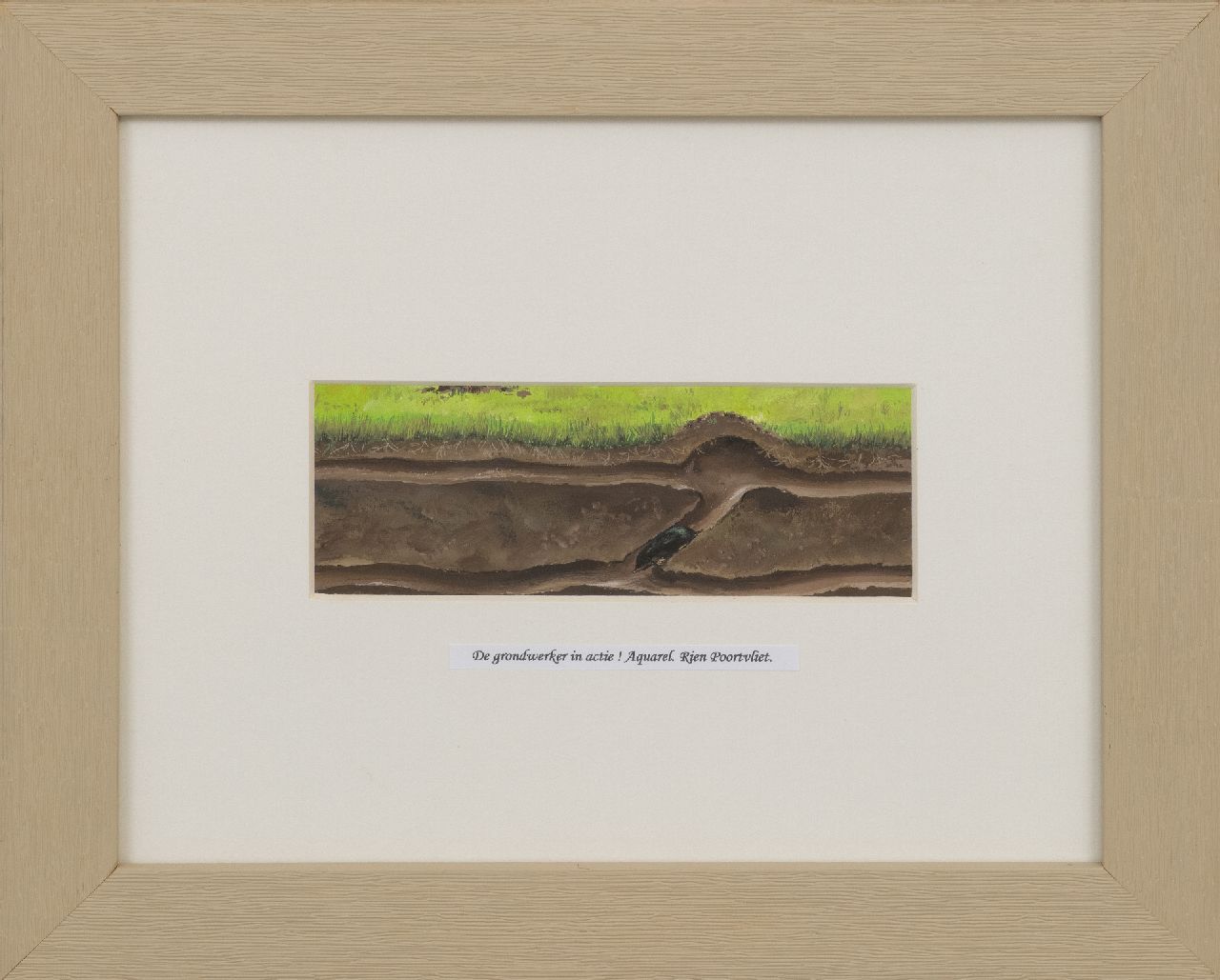 Poortvliet R. | Rien Poortvliet | Watercolours and drawings offered for sale | Mole tunnels: the ground worker in action, watercolour on paper 6.2 x 17.5 cm, verkocht Poortvliet R. | Rien Poortvliet | Watercolours and drawings offered for sale | Mole tunnels: the ground worker in action, watercolour on paper 6.2 x 17.5 cm, verkocht