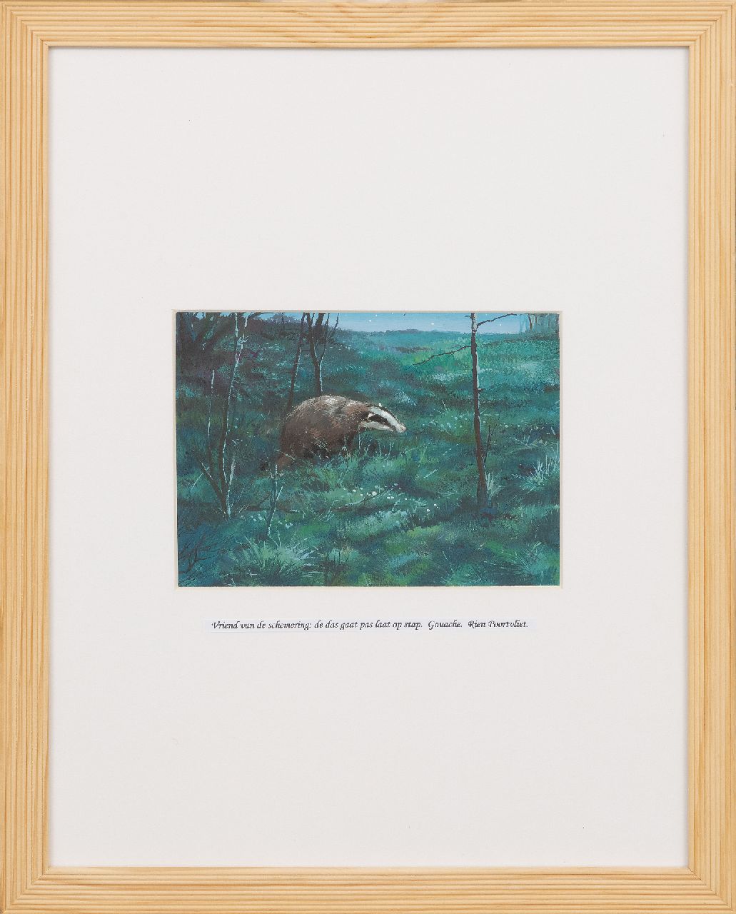 Poortvliet R. | Rien Poortvliet | Watercolours and drawings offered for sale | A badger on the move at dusk, gouache on paper 12.9 x 17.3 cm Poortvliet R. | Rien Poortvliet | Watercolours and drawings offered for sale | A badger on the move at dusk, gouache on paper 12.9 x 17.3 cm