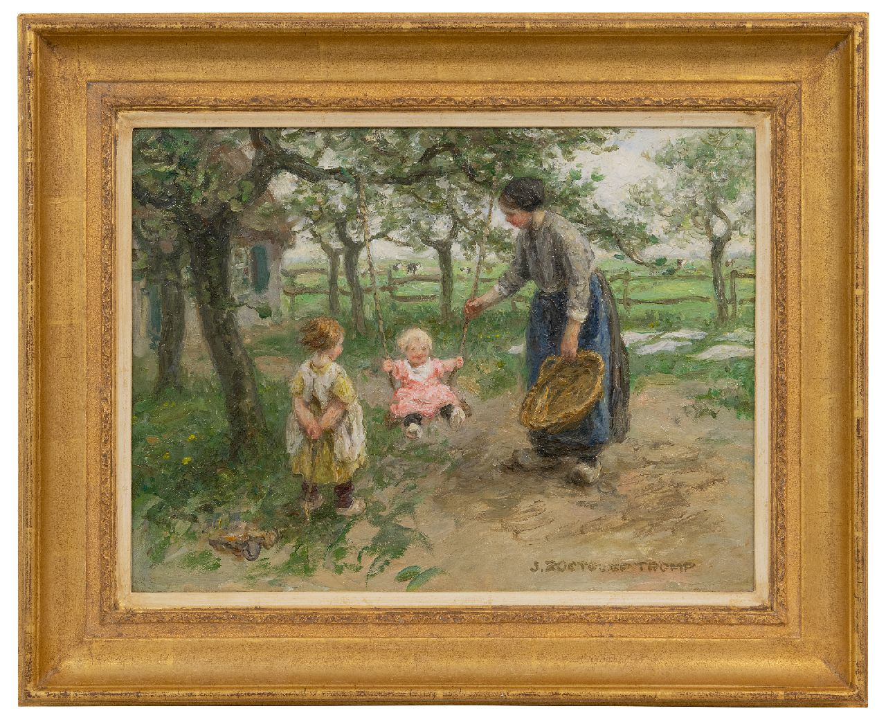 Zoetelief Tromp J. | Johannes 'Jan' Zoetelief Tromp | Paintings offered for sale | Playing with the swing in the orchard, oil on canvas 31.0 x 40.8 cm, signed l.r. Zoetelief Tromp J. | Johannes 'Jan' Zoetelief Tromp | Paintings offered for sale | Playing with the swing in the orchard, oil on canvas 31.0 x 40.8 cm, signed l.r.