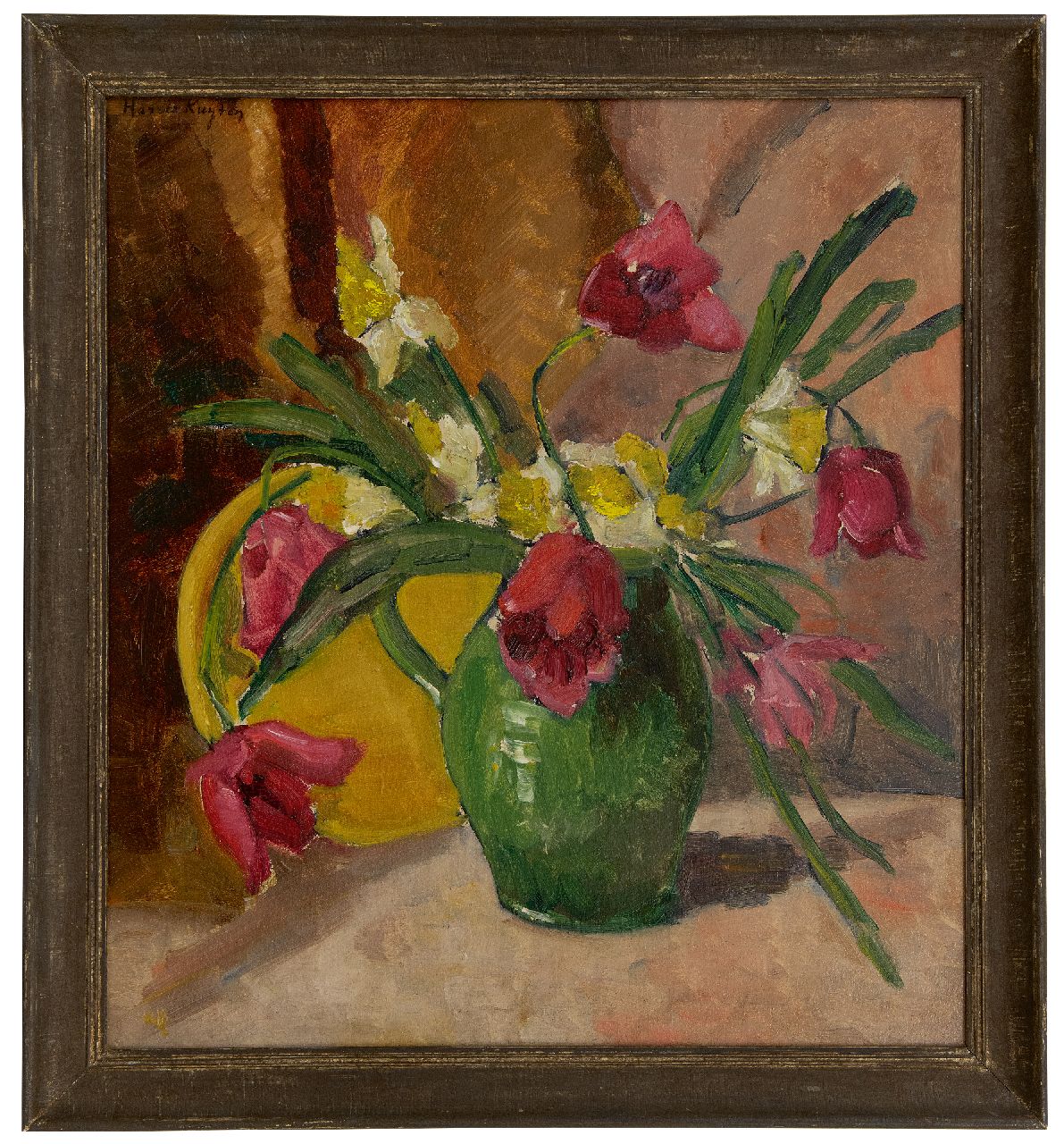 Kuijten H.J. | Henricus Johannes 'Harrie' Kuijten | Paintings offered for sale | Flower still life, oil on painter's board 49.8 x 44.8 cm, signed u.l. Kuijten H.J. | Henricus Johannes 'Harrie' Kuijten | Paintings offered for sale | Flower still life, oil on painter's board 49.8 x 44.8 cm, signed u.l.