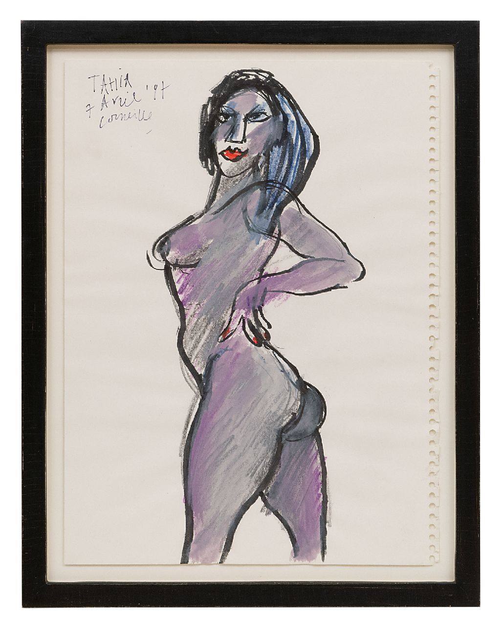 Corneille ('Corneille' Guillaume Beverloo)   | Corneille ('Corneille' Guillaume Beverloo) |  offered for sale | Tahia, pencil, ink, wax crayons and watercolour on paper 30.5 x 22.7 cm, signed u.l. and dated 7 'Avril' '97