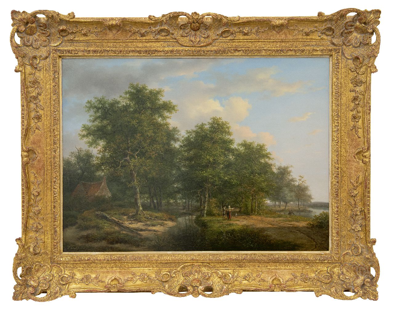 Schelfhout A. | Andreas Schelfhout, Forest landscape with figures by a river (pendant of winter landscape), oil on panel 52.8 x 72.5 cm, signed l.l. and painted circa 1815 Schelfhout A. | Andreas Schelfhout, Forest landscape with figures by a river (pendant of winter landscape), oil on panel 52.8 x 72.5 cm, signed l.l. and painted circa 1815