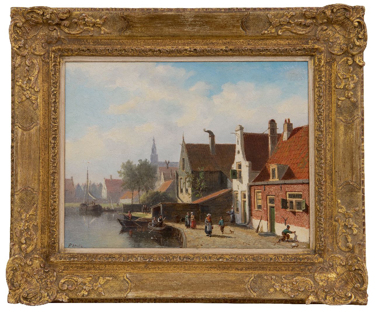 Hulk sr. J.F.  | Johannes Frederik Hulk sr., A view in Antwerp, oil on panel 31.5 x 40.7 cm, signed l.l.