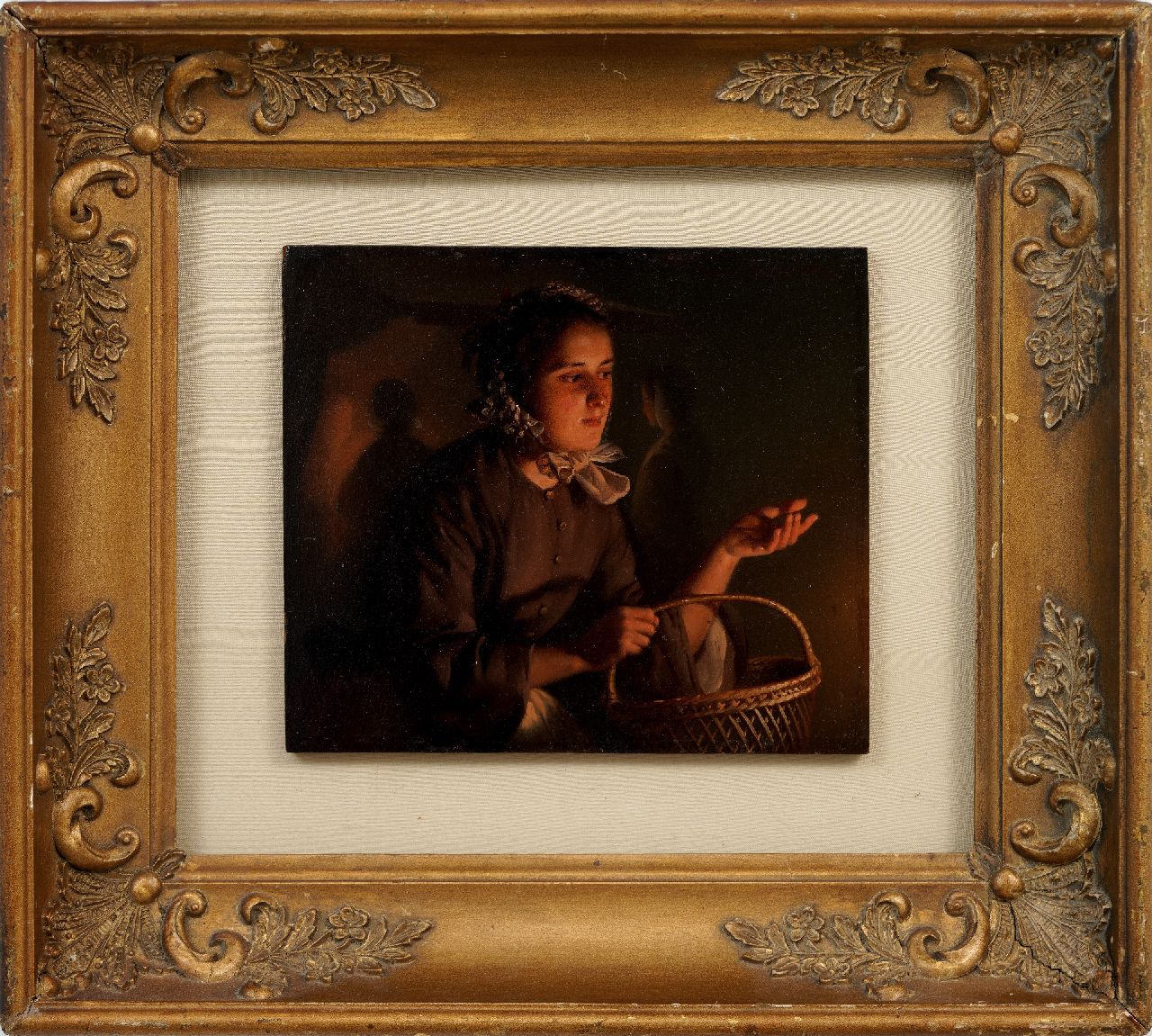 Schendel P. van | Petrus van Schendel | Paintings offered for sale | At the evening market, oil on panel 17.5 x 20.0 cm, signed u.r. and painted ca. 1862 Schendel P. van | Petrus van Schendel | Paintings offered for sale | At the evening market, oil on panel 17.5 x 20.0 cm, signed u.r. and painted ca. 1862