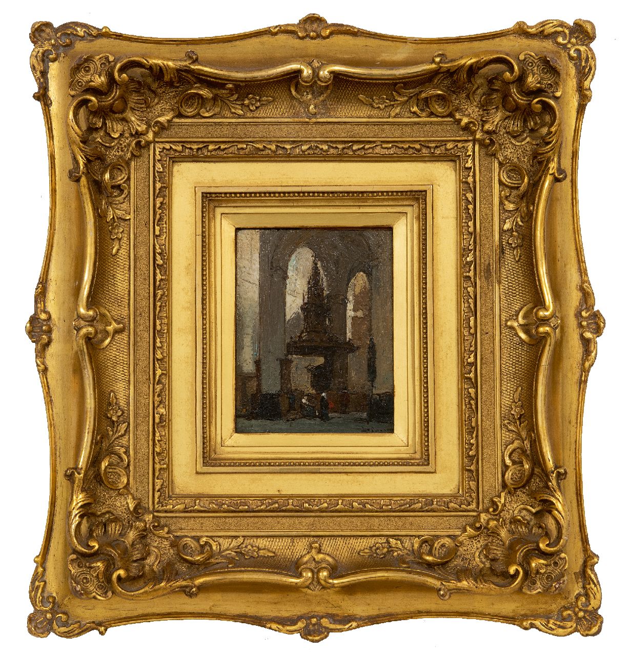 Bosboom J.  | Johannes Bosboom | Paintings offered for sale | Interior of the Nieuwe Kerk in Amsterdam, oil on panel 13.8 x 11.0 cm, signed l.r.