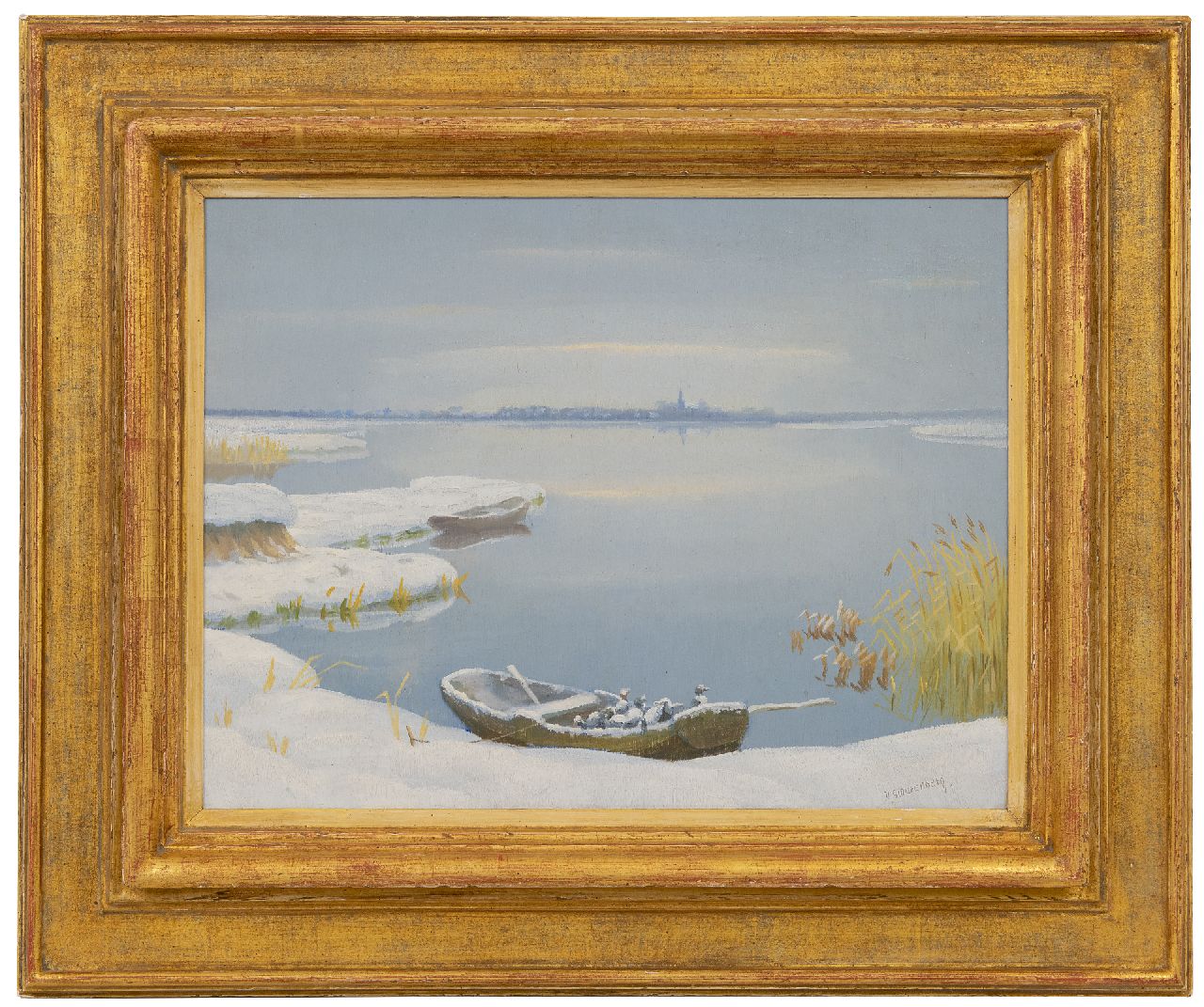 Smorenberg D. | Dirk Smorenberg | Paintings offered for sale | Winter at Loosdrecht with a family of ducks in a boat, oil on board 30.3 x 39.5 cm, signed l.r. Smorenberg D. | Dirk Smorenberg | Paintings offered for sale | Winter at Loosdrecht with a family of ducks in a boat, oil on board 30.3 x 39.5 cm, signed l.r.