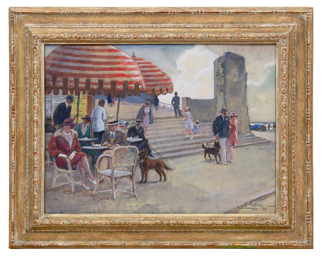 Sluiter J.W. | Jan Willem 'Willy' Sluiter | Watercolours and drawings offered for sale | Terrace, Scheveningen, watercolour and gouache on paper 47.5 x 64.5 cm, signed l.r. and dated '39 Sluiter J.W. | Jan Willem 'Willy' Sluiter | Watercolours and drawings offered for sale | Terrace, Scheveningen, watercolour and gouache on paper 47.5 x 64.5 cm, signed l.r. and dated '39