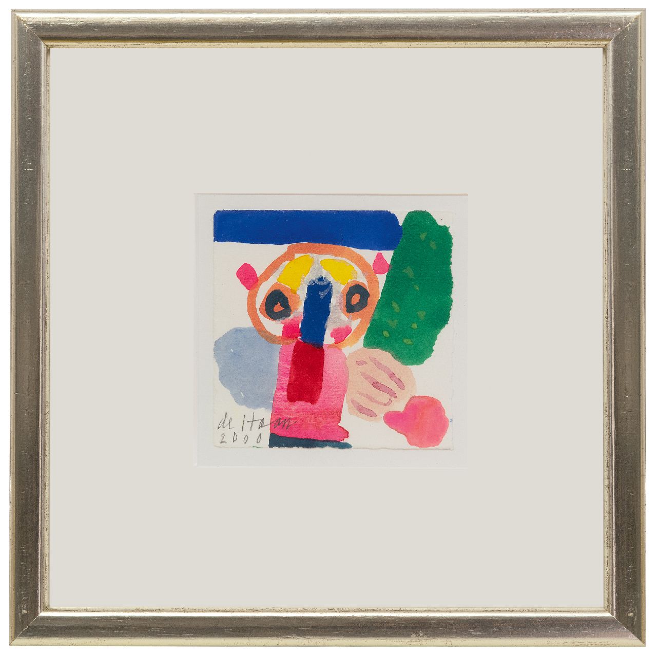 Haan J. de | Jurjen de Haan | Watercolours and drawings offered for sale | Figure, gouache on paper 12.0 x 12.2 cm, signed l.l. and dated 2000