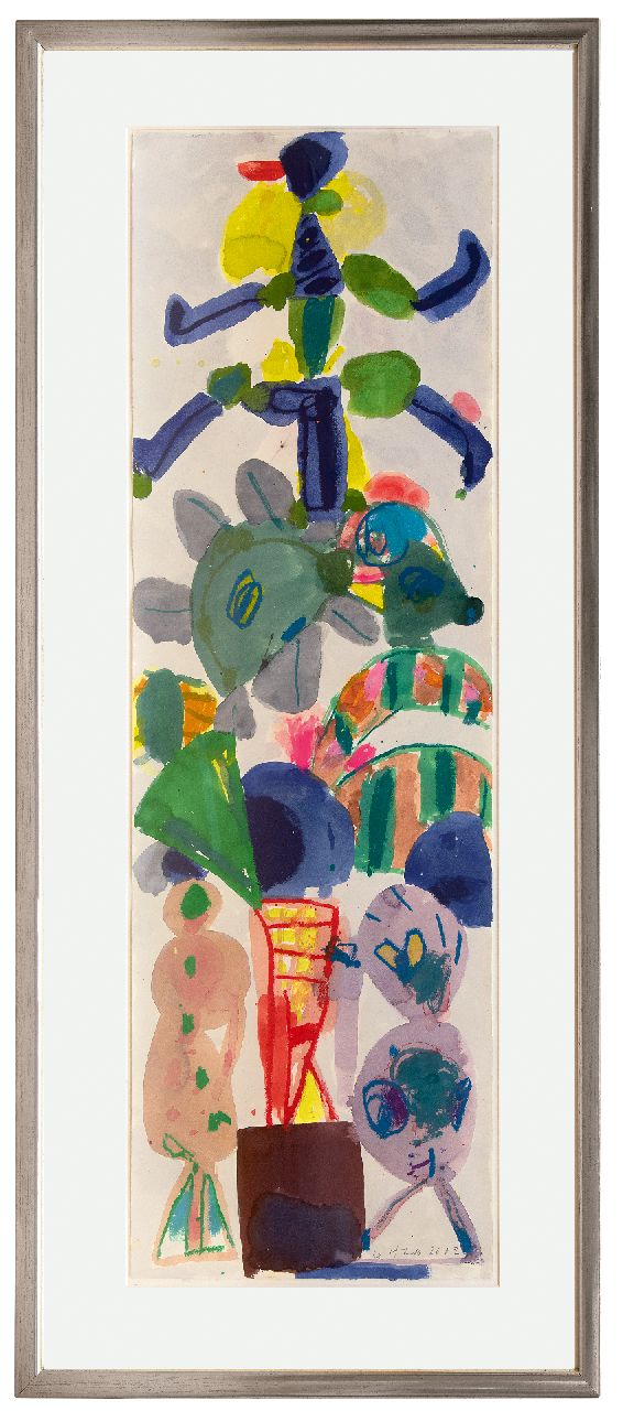 Haan J. de | Jurjen de Haan | Watercolours and drawings offered for sale | -, gouache on paper 120.0 x 40.0 cm, signed l.r. and dated 2002