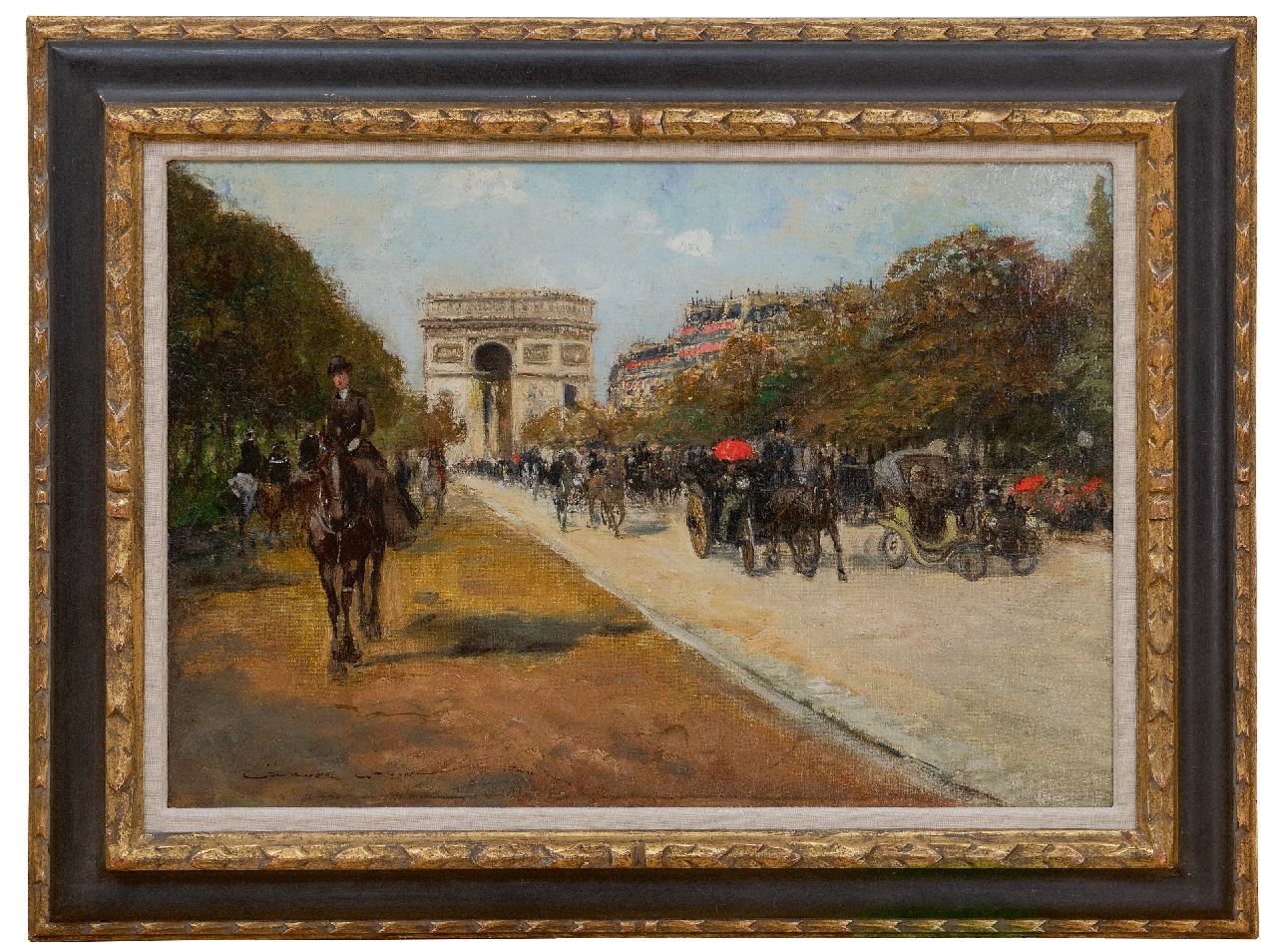 Stein G. | Georges Stein | Paintings offered for sale | The Avenue Foch with the Arc de Triomphe in Paris, oil on canvas 38.0 x 55.0 cm, signed l.l. Stein G. | Georges Stein | Paintings offered for sale | The Avenue Foch with the Arc de Triomphe in Paris, oil on canvas 38.0 x 55.0 cm, signed l.l.