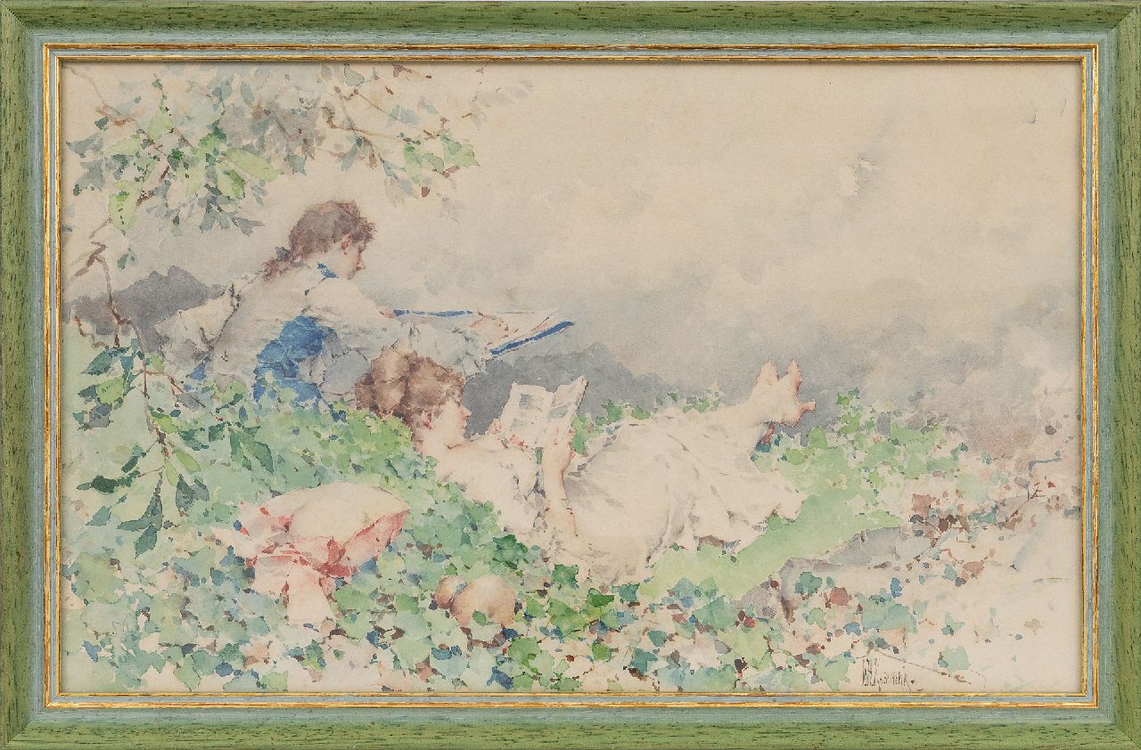 Kaemmerer F.H. | Frederik Hendrik Kaemmerer | Watercolours and drawings offered for sale | The honeymoon, watercolour on paper 28.0 x 45.0 cm, signed l.r. Kaemmerer F.H. | Frederik Hendrik Kaemmerer | Watercolours and drawings offered for sale | The honeymoon, watercolour on paper 28.0 x 45.0 cm, signed l.r.