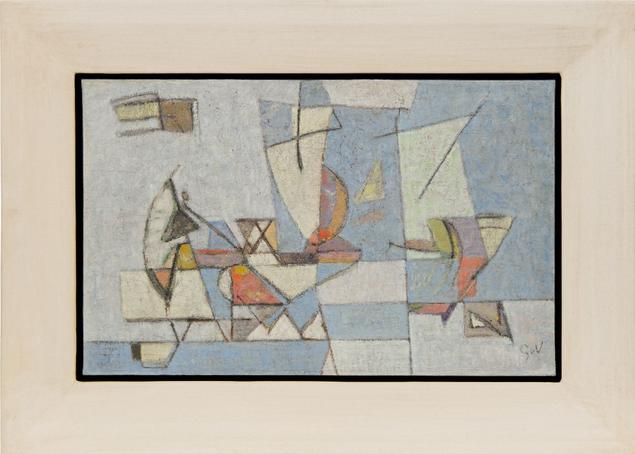 Velde G. van | Gerardus 'Geer' van Velde, Composition, oil on canvas 38.0 x 60.6 cm, signed l.r. with initials and painted ca. 1944-1947 Velde G. van | Gerardus 'Geer' van Velde, Composition, oil on canvas 38.0 x 60.6 cm, signed l.r. with initials and painted ca. 1944-1947
