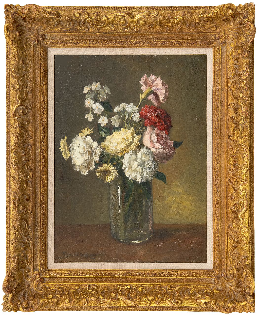 Hoog J.B. de | Johan 'Bernard' de Hoog | Paintings offered for sale | Carnations and other flowers in a vase, oil on canvas 40.5 x 30.5 cm, signed l.l. Hoog J.B. de | Johan 'Bernard' de Hoog | Paintings offered for sale | Carnations and other flowers in a vase, oil on canvas 40.5 x 30.5 cm, signed l.l.