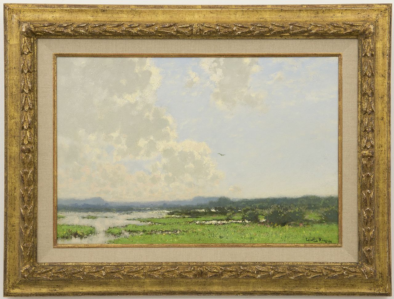 Kuijpers C.  | Cornelis Kuijpers | Paintings offered for sale | Washland along the river Rhine, oil on canvas 38.0 x 58.5 cm, signed l.r.