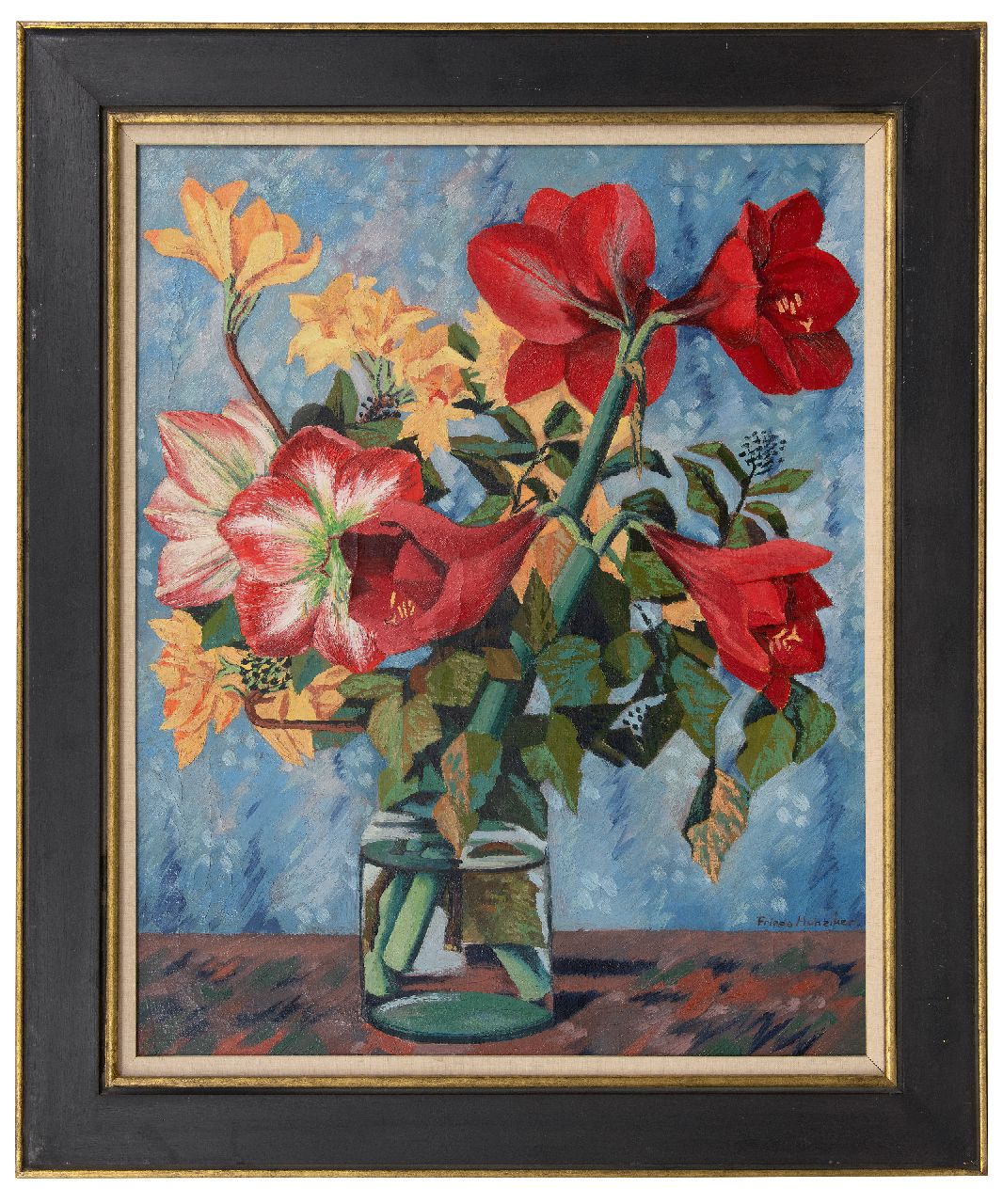 Hunziker F.  | Frieda Hunziker, A flower still life, oil on canvas 75.6 x 60.5 cm, signed l.r. and executed ca. 1943