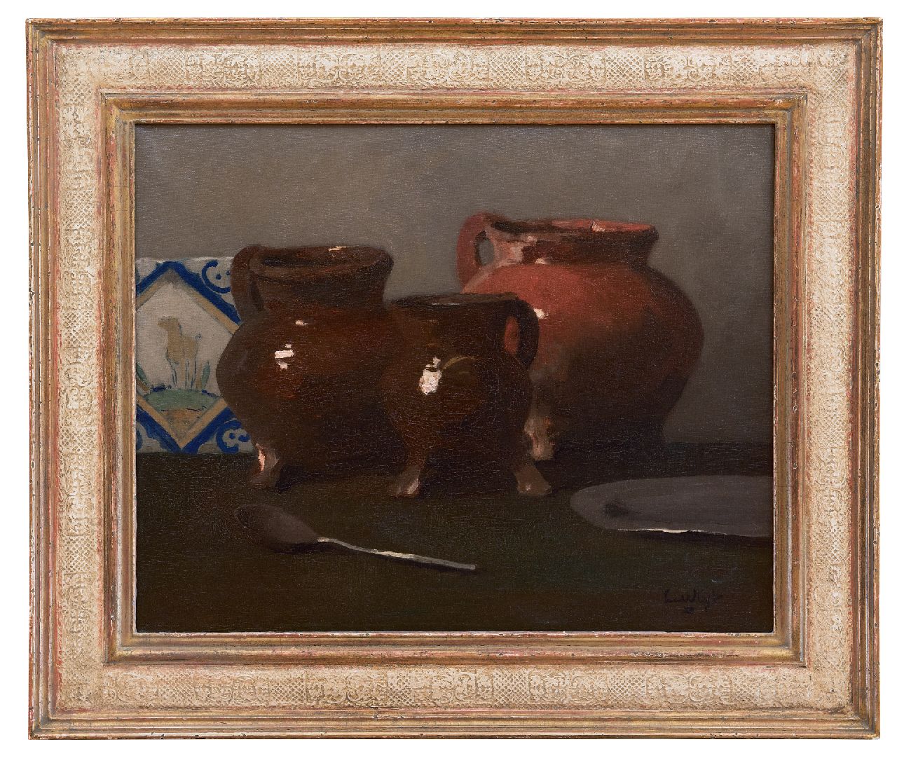 Vlist L. van der | Leendert van der Vlist | Paintings offered for sale | Still life with lead glaze jars, oil on canvas 40.2 x 50.2 cm, signed l.r.