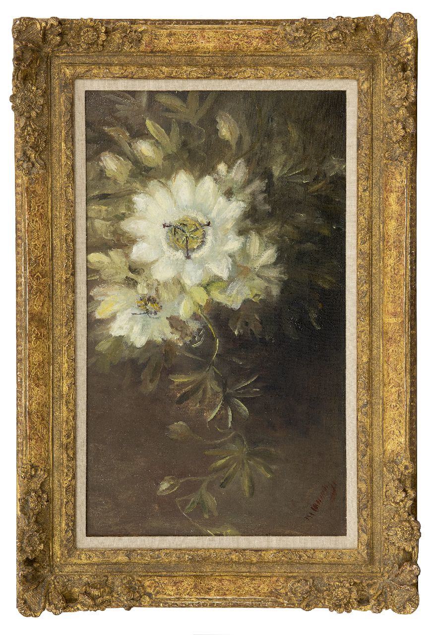 Wuytiers-Blaauw A.M.  | Anna Maria 'Marie' Wuytiers-Blaauw | Paintings offered for sale | Clematis, oil on canvas 51.4 x 30.2 cm, signed l.r.