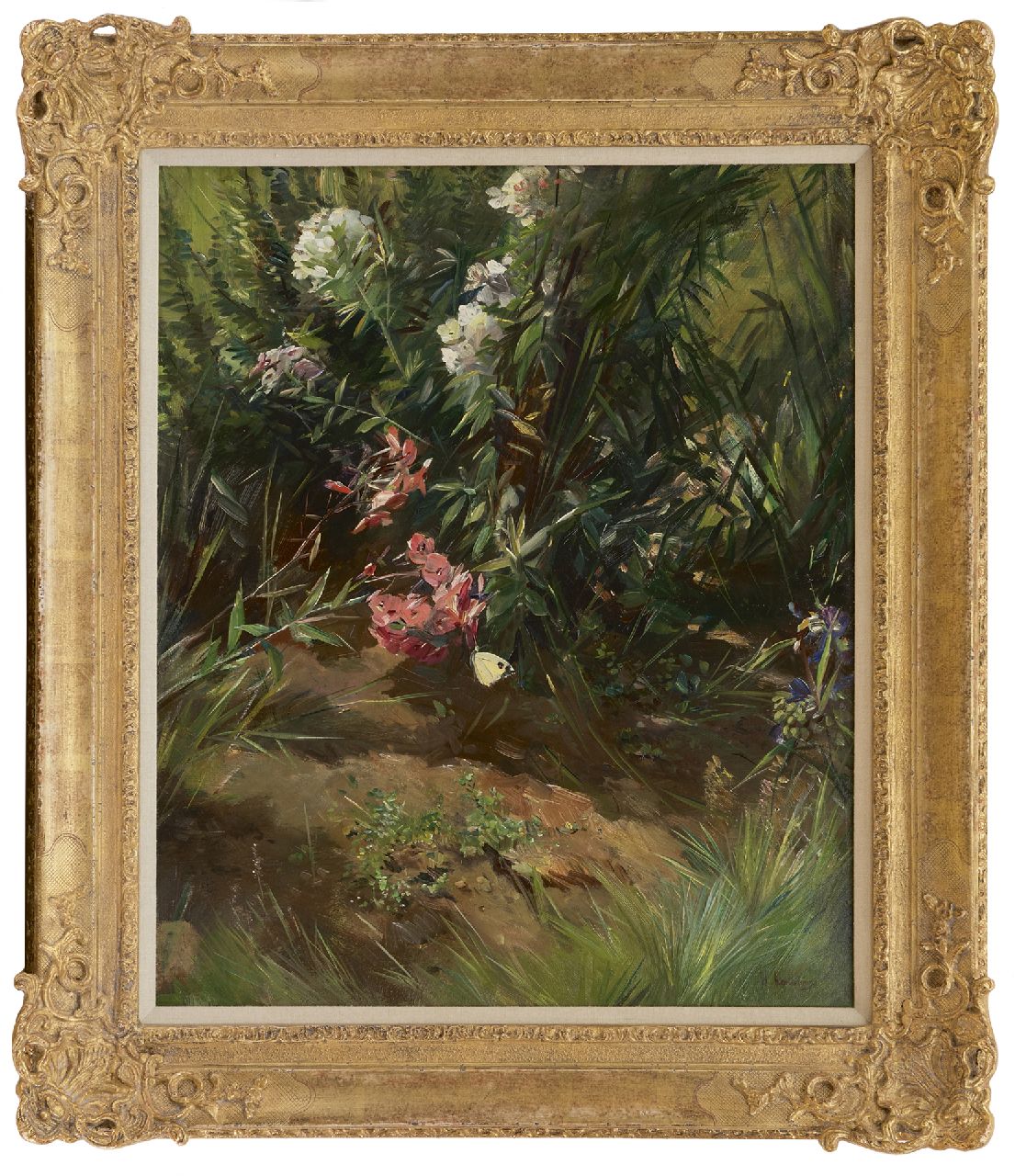 Korteling W.  | Willem Korteling | Paintings offered for sale | Flowering shrubs with a butterfly, oil on canvas 60.2 x 50.2 cm, signed l.r.