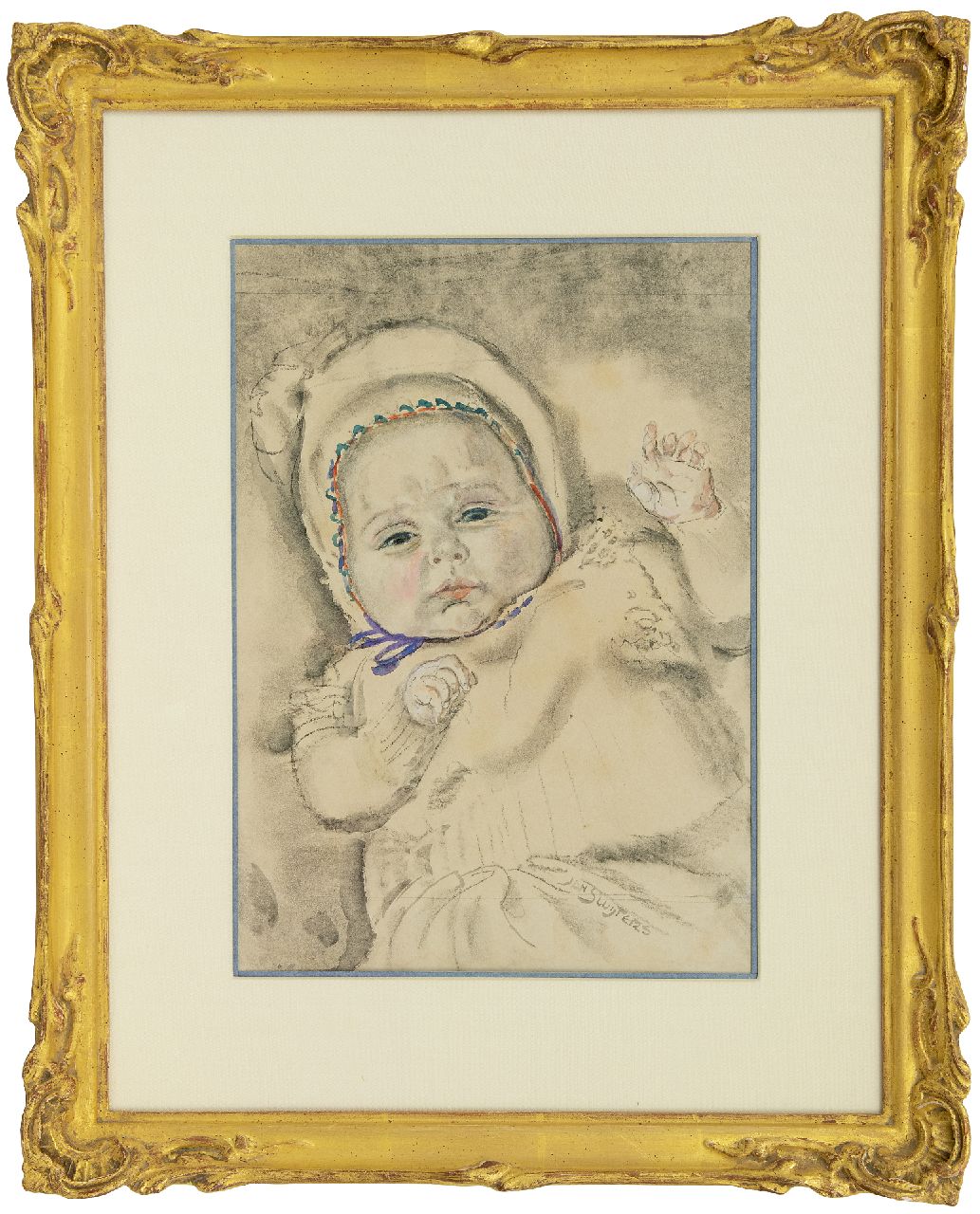 Sluijters J.C.B.  | Johannes Carolus Bernardus 'Jan' Sluijters | Watercolours and drawings offered for sale | A baby, charcoal and watercolour on paper 37.0 x 27.2 cm, signed l.r.