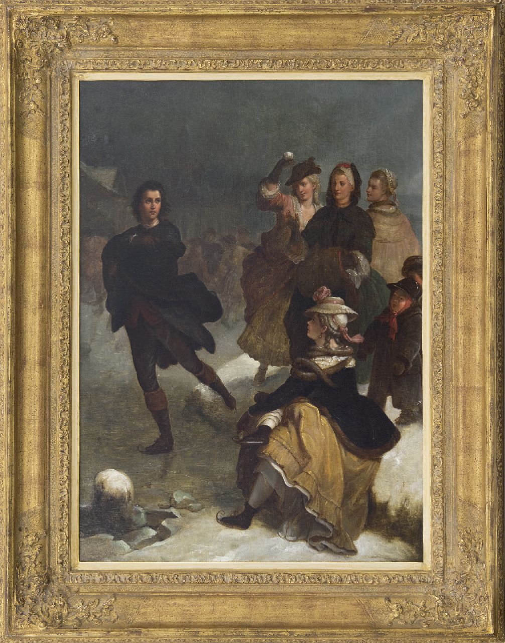 Duitse School (naar Wilhelm von Kaulbach)   | Duitse School (naar Wilhelm von Kaulbach), Goethe as a skater on the Main near Frankfurt, oil on canvas 63.8 x 46.0 cm, painted ca. 1870