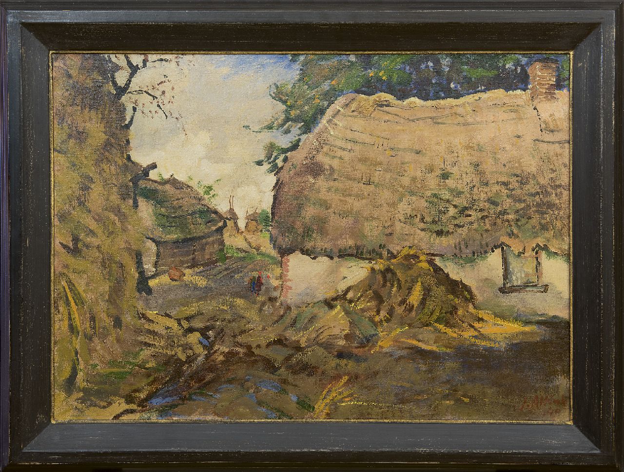 Altink J.  | Jan Altink, Farm with hay-stack, oil on canvas 50.3 x 70.3 cm, signed l.r. and dated '40