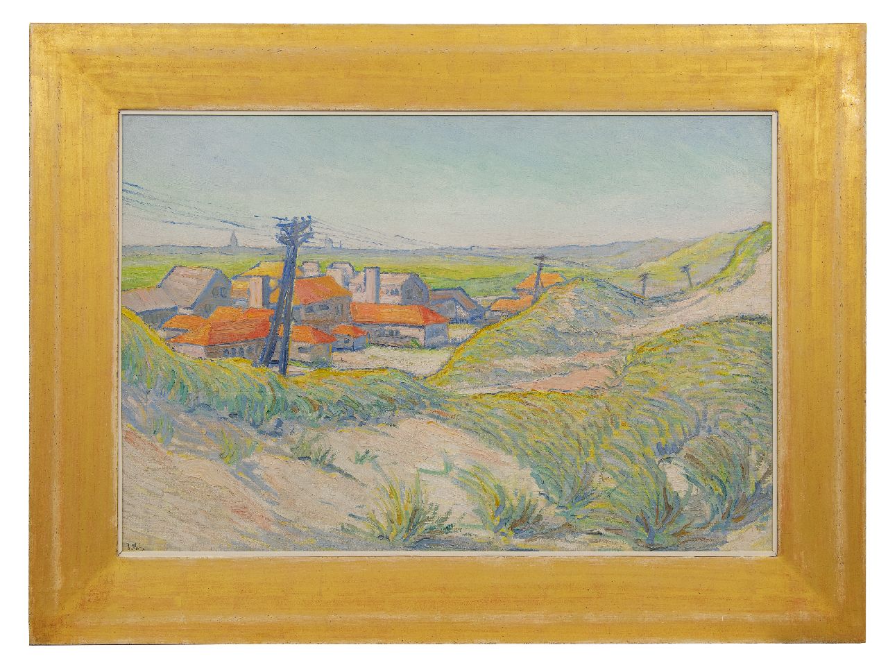 Giesen J.Th.  | Johannes Theodorus 'Jan' Giesen, Houses behind the dunes, oil on canvas 65.0 x 95.2 cm, signed l.l. with initials and on stretcher in full and dated '24 on stretcher