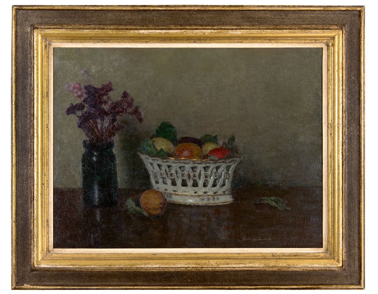Arntzenius P.  | Paul Arntzenius | Paintings offered for sale | Still life of a fruit basket, oil on canvas 45.0 x 60.0 cm, signed l.r. and dated on stretcher 1955