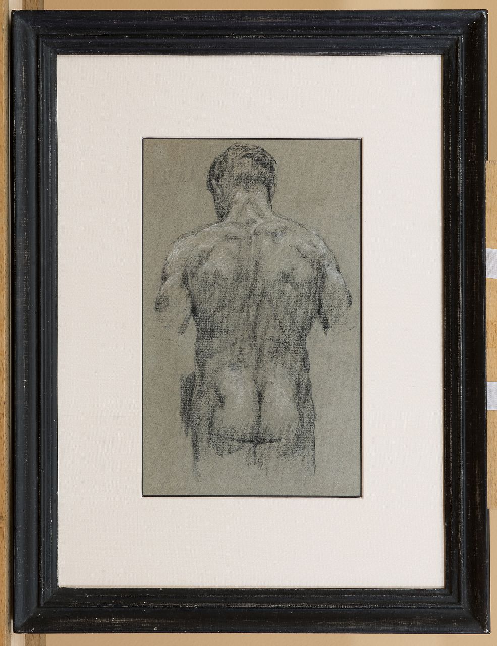 Roelofs O.W.A.  | Otto Willem Albertus 'Albert' Roelofs | Watercolours and drawings offered for sale | Study of a male nude, black and white chalk on paper 34.2 x 17.2 cm