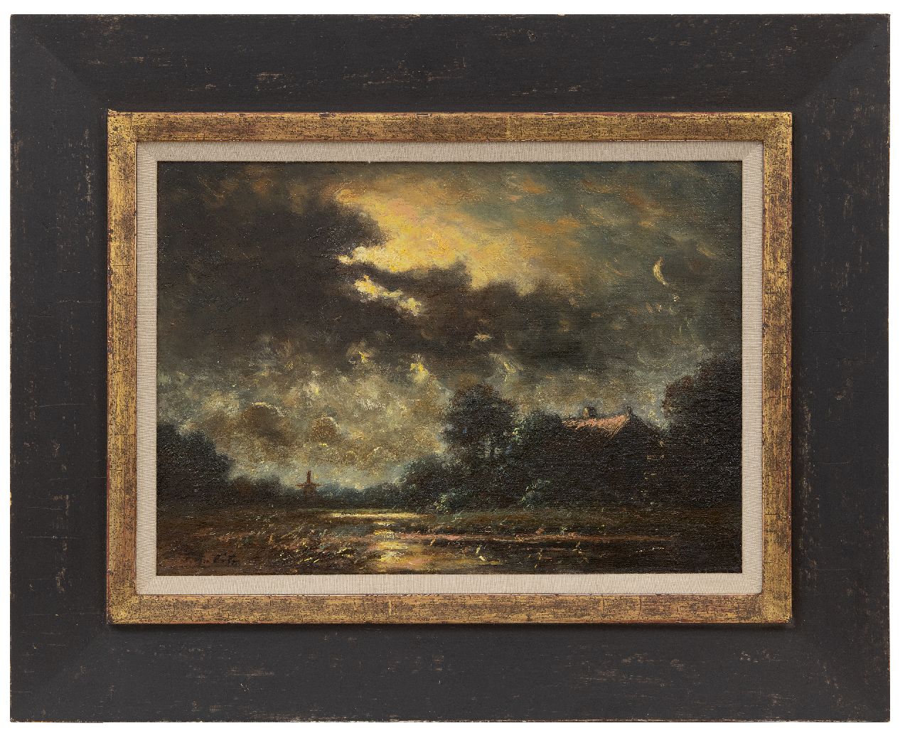 Cate P. ten | Pieter ten Cate | Paintings offered for sale | Landscape by moonlight, oil on canvas 26.3 x 37.2 cm, signed l.l.