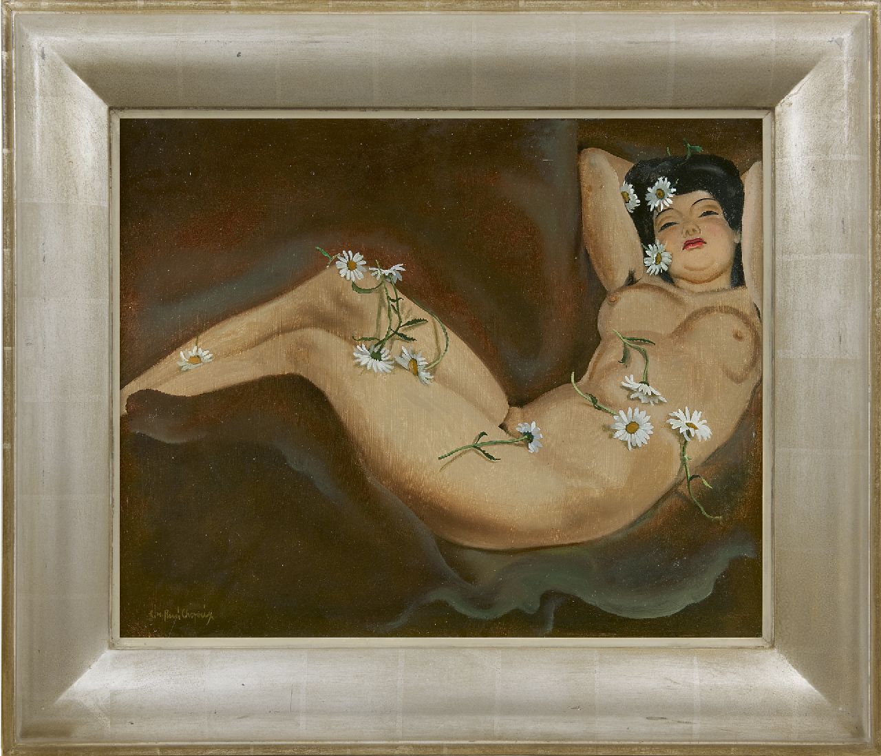 Choprix L.M.R.  | Louis Marie 'René' Choprix, A reclining Marquerite, oil on board 50.0 x 61.0 cm, signed l.l. and on the reverse