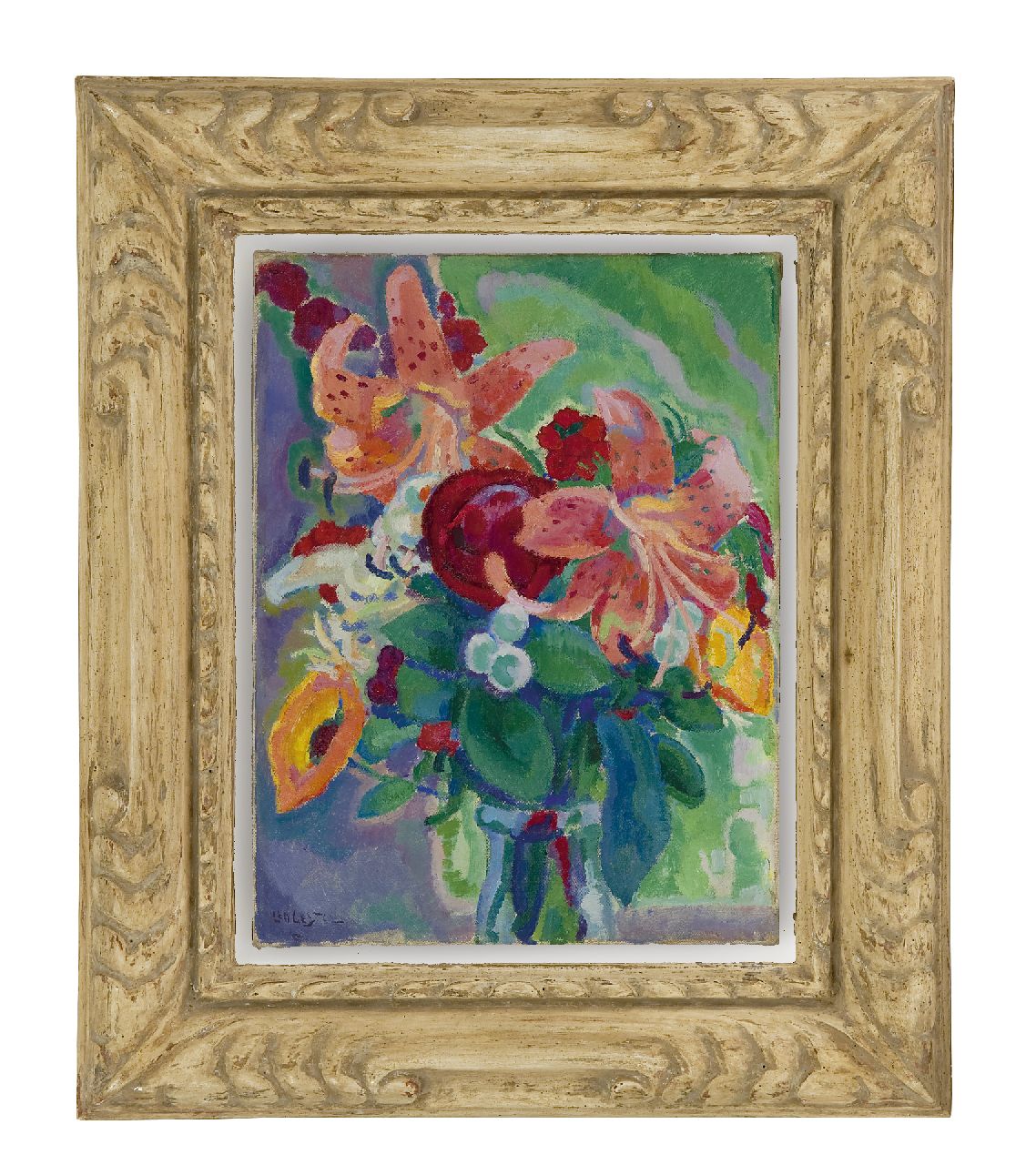 Gestel L.  | Leendert 'Leo' Gestel, Flower still life with tiger lilies, oil on canvas 33.3 x 25.3 cm, signed l.l. and painted ca. 1912-1913