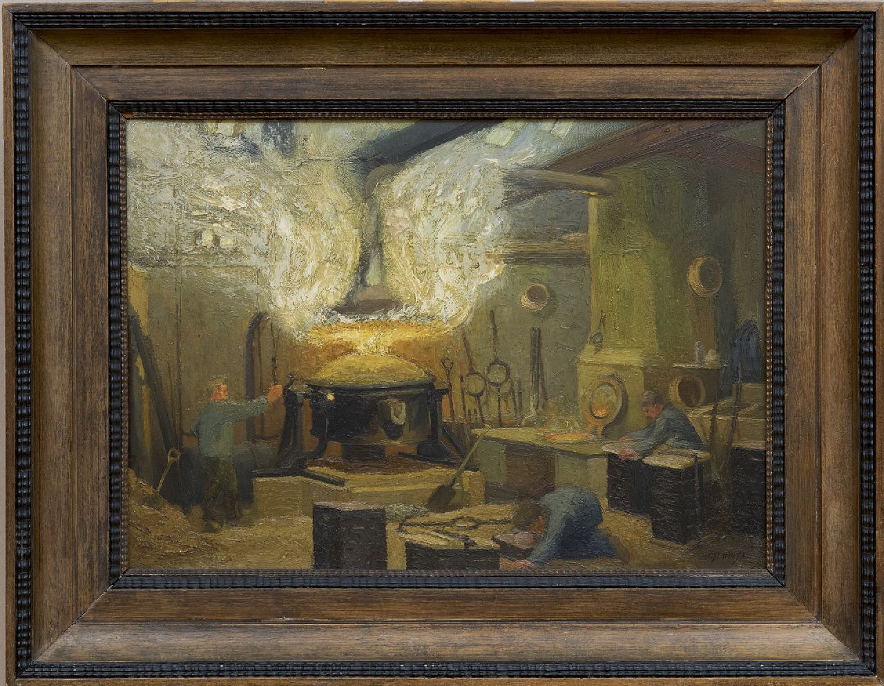 Eshuijs H.J.  | Hendrikus Jacobus Eshuijs | Paintings offered for sale | An iron foundry, oil on panel 40.0 x 56.0 cm, signed l.r.