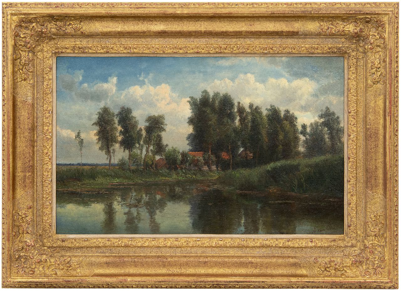Kruseman van Elten H.D.  | Hendrik Dirk Kruseman van Elten | Paintings offered for sale | A farm near the water-front, oil on canvas 36.1 x 57.8 cm, signed l.r