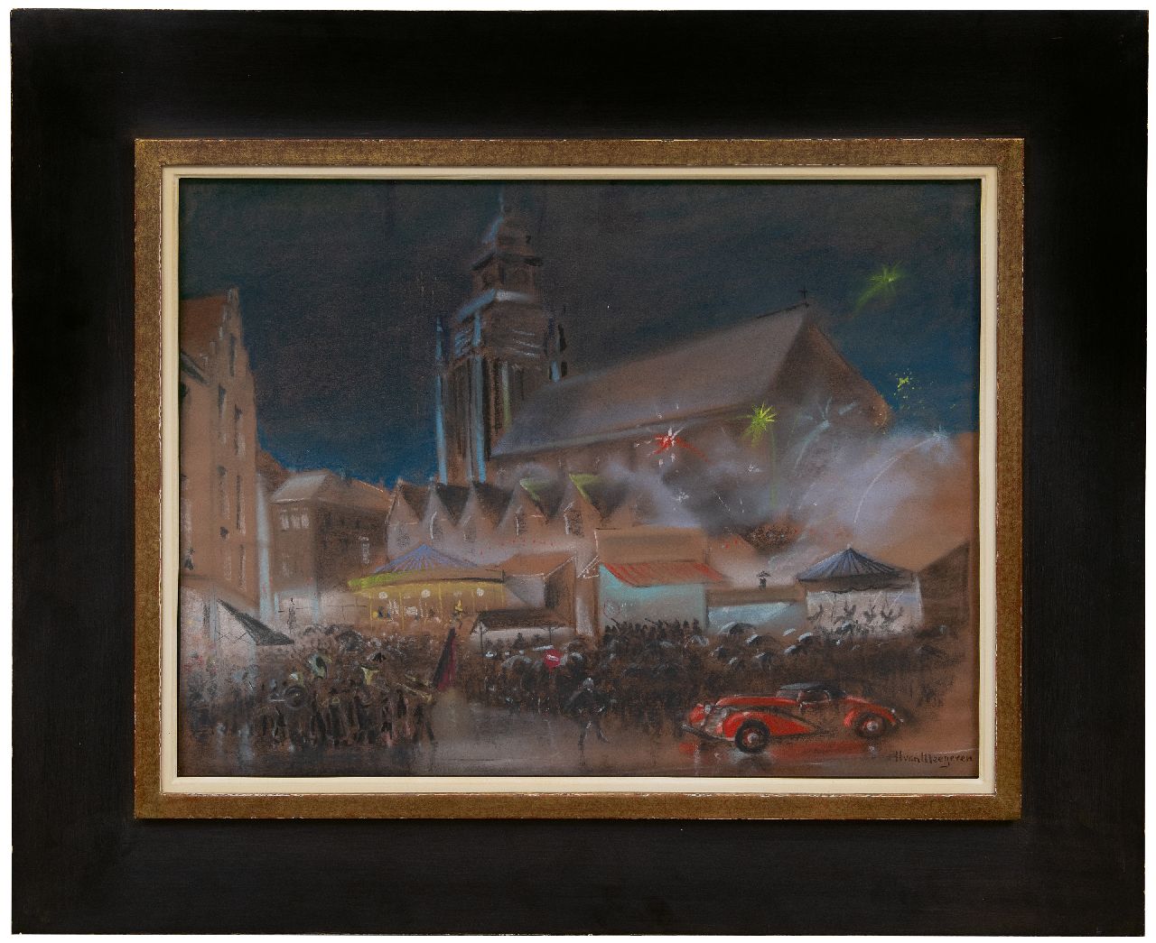 Meegeren H.A. van | Henricus Antonius 'Han' van Meegeren | Watercolours and drawings offered for sale | A fair at night, pastel on paper 49.0 x 63.5 cm, signed l.r.