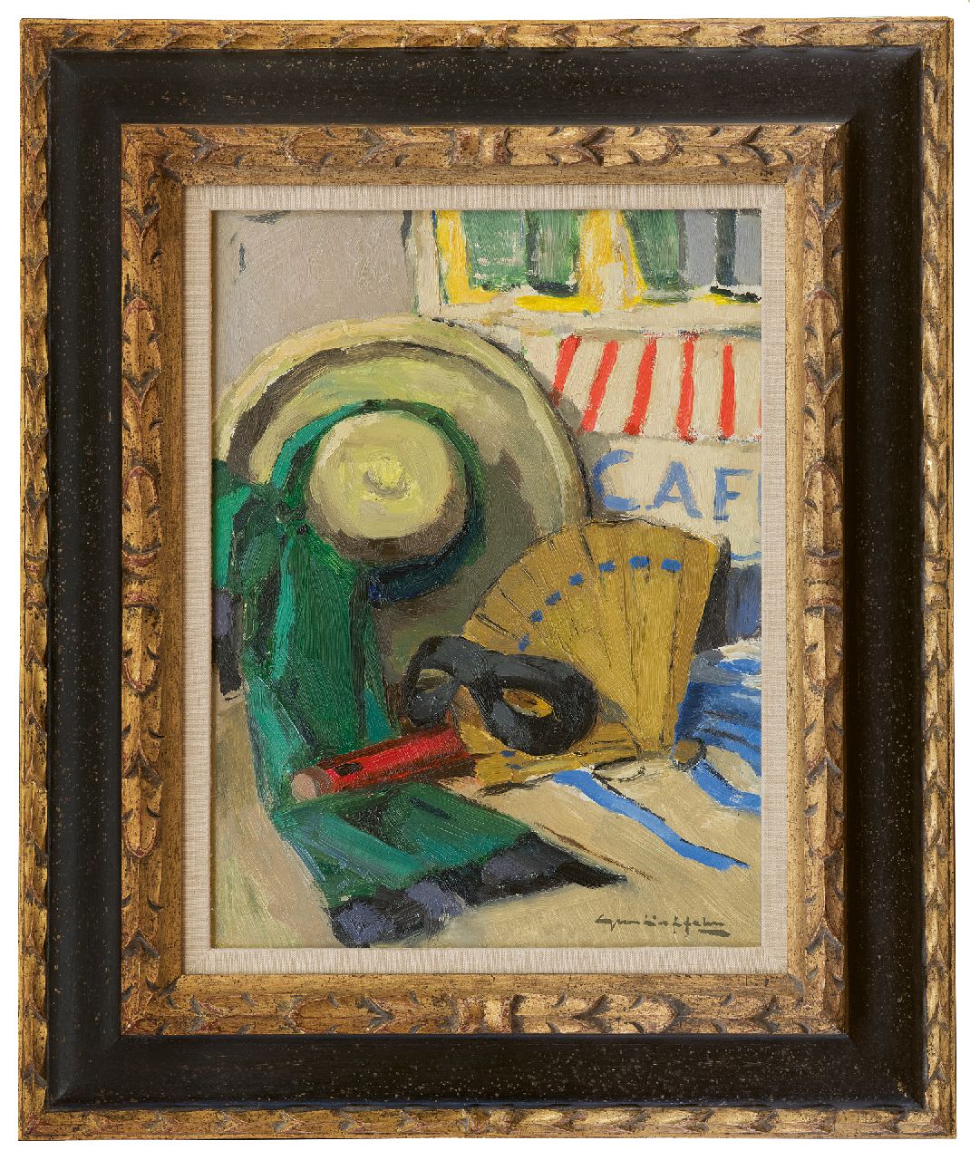Duffelen G. van | Gerrit van Duffelen | Paintings offered for sale | Attributes for the bal masqué, oil on painter's board 30.1 x 22.8 cm, signed l.r.
