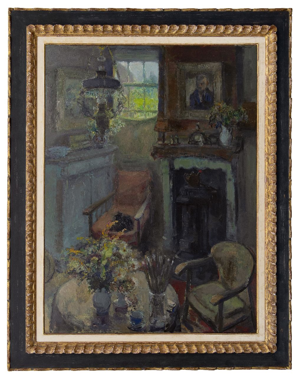 Noltee B.C.  | Bernardus Cornelis 'Cor' Noltee | Paintings offered for sale | Corner of a room in Noltee's house, oil on board 98.0 x 74.8 cm, signed l.r.