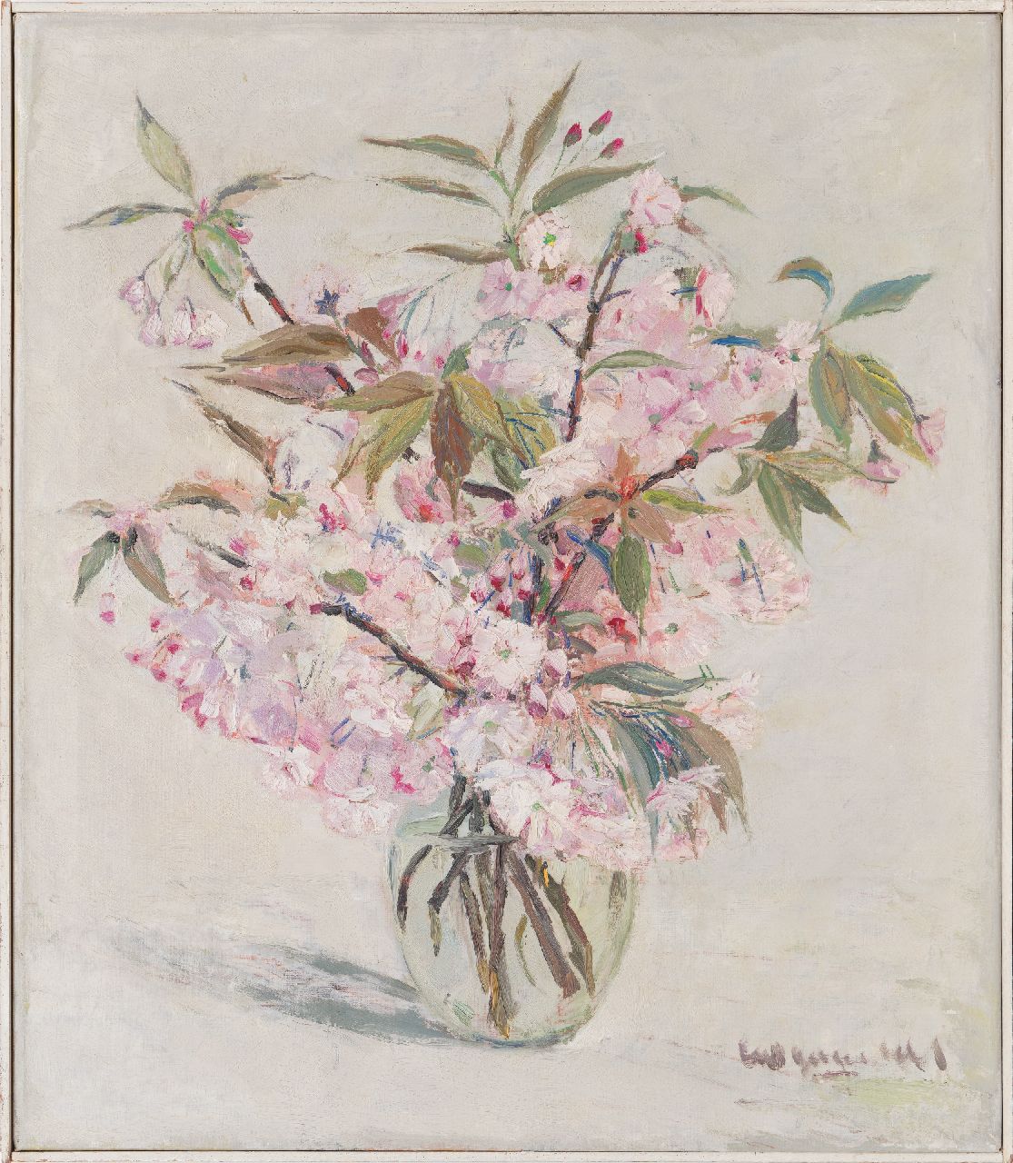 Onbekend   | Onbekend | Paintings offered for sale | Blossom branches in a glazed vase, oil on canvas 70.1 x 60.5 cm, signed l.r. and without frame