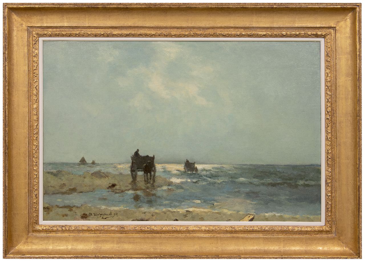 Weissenbruch H.J.  | Hendrik Johannes 'J.H.' Weissenbruch, Shell-gatherers on the beach at Scheveningen, oil on canvas 60.7 x 93.3 cm, signed l.l. and dated '94