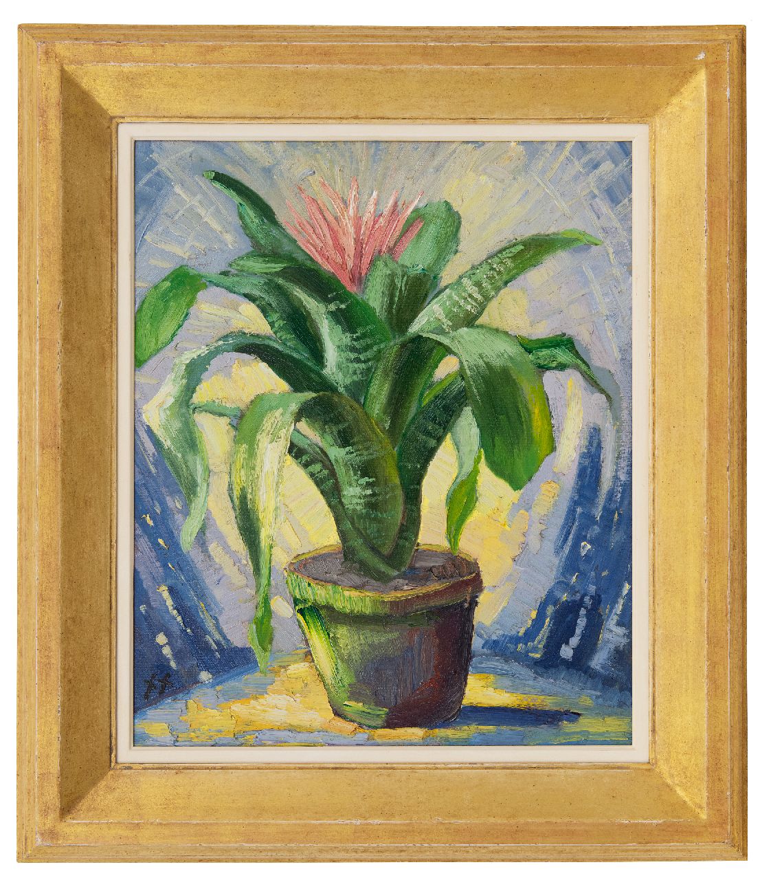 Kruysen J.  | Johannes 'Jan' Kruysen | Paintings offered for sale | Bromelia in an earthenware pot, oil on painter's board 45.8 x 37.8 cm, signed l.l. with monogram