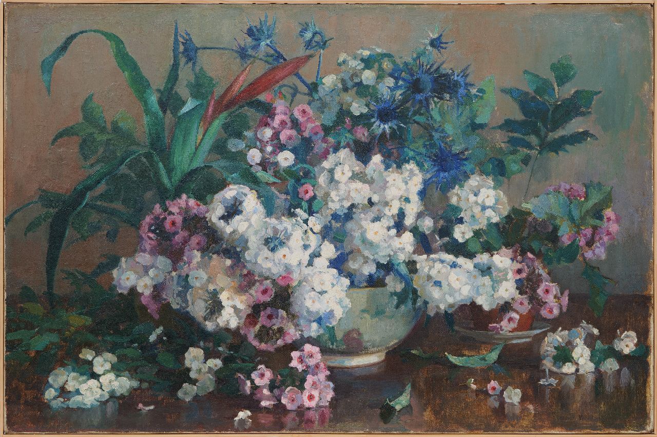 Vreedenburgh H.  | Hermanus 'Herman' Vreedenburgh | Paintings offered for sale | A bouquet of summer flowers, oil on canvas 63.6 x 95.7 cm, signed l.r. and painted 1915