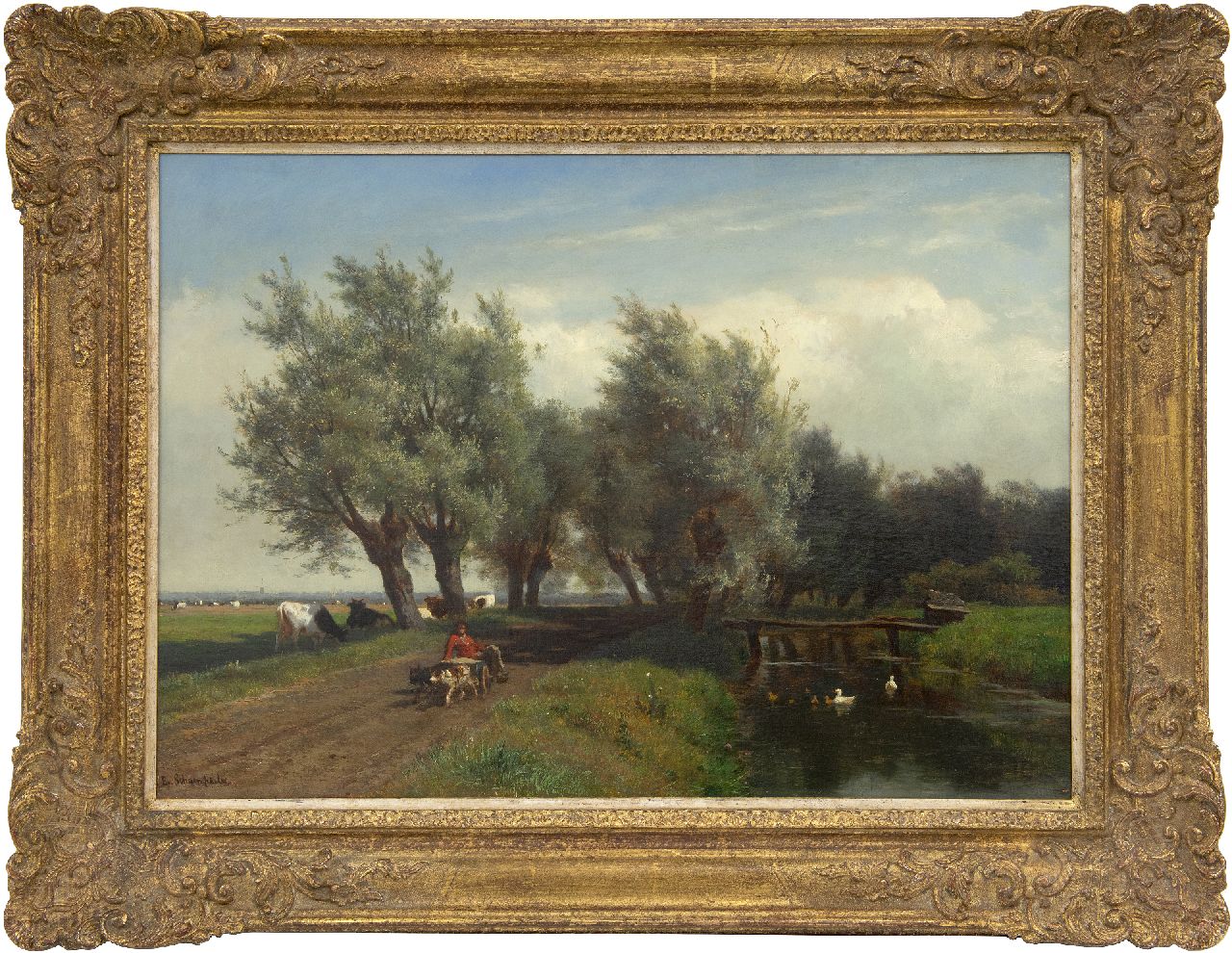 Schampheleer E. de | Edmund de Schampheleer | Paintings offered for sale | Polder landscape, oil on canvas 43.8 x 62.3 cm, signed l.l. and without frame