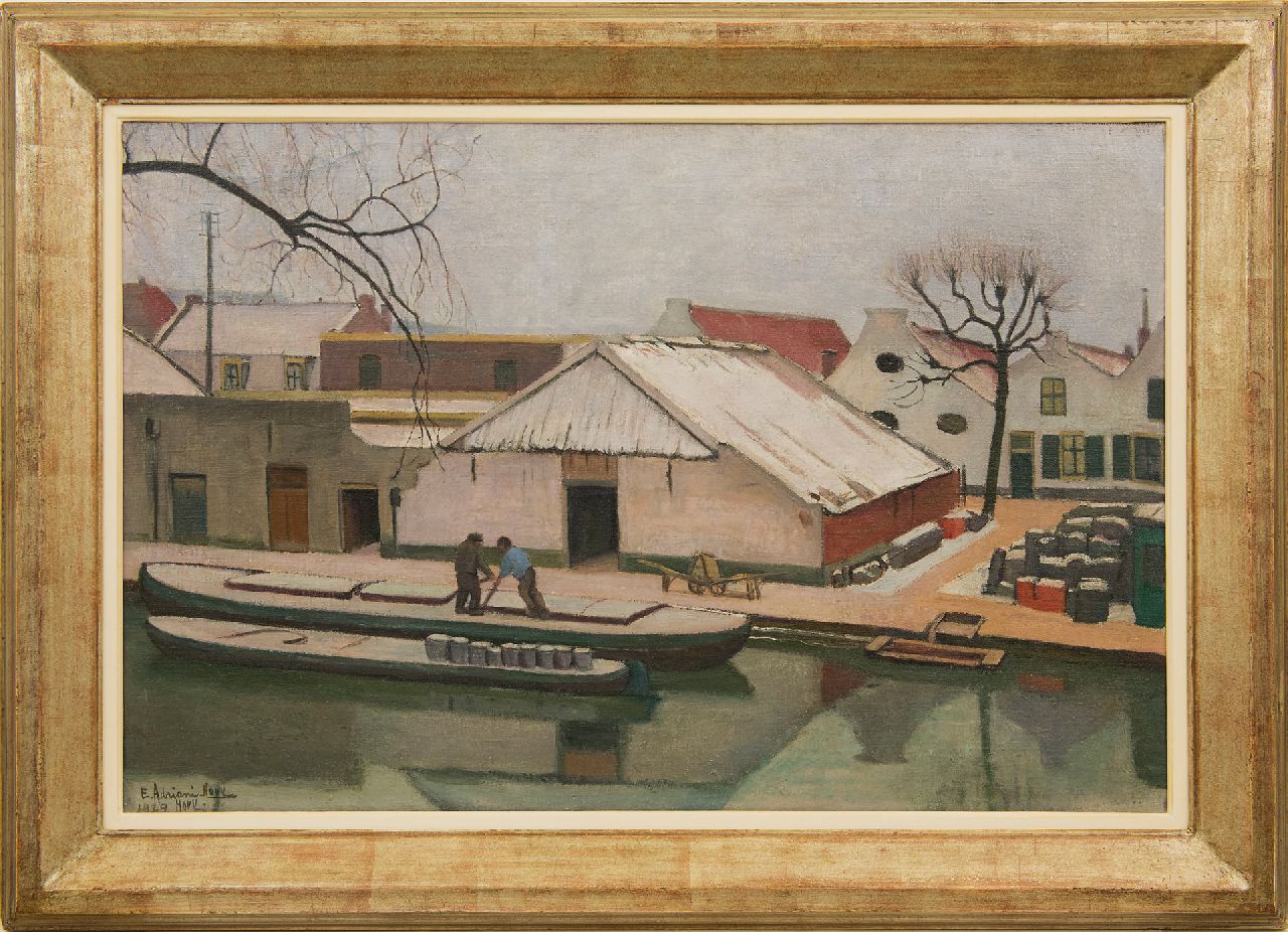 Adriani-Hovy E.M.H.  | 'Elisabeth' Marie Hendrika Adriani-Hovy | Paintings offered for sale | Canal near Utrecht in winter, oil on canvas 50.8 x 77.7 cm, signed l.l. and dated 1929