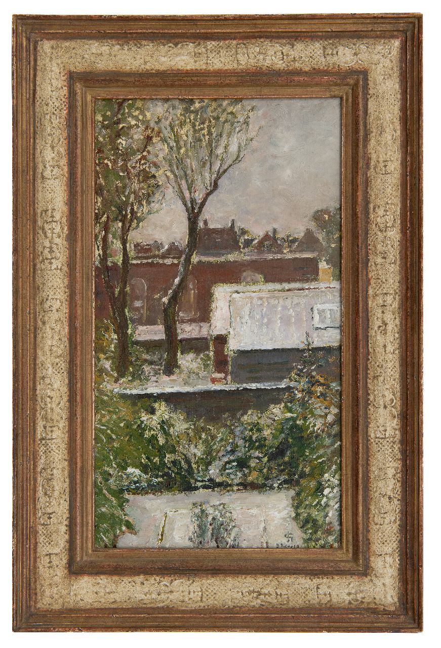 Storm van 's-Gravesande C.N.  | Carel Nicolaas Storm van 's-Gravesande | Paintings offered for sale | A view on roofs and gardens, oil on canvas laid down on board 45.6 x 25.0 cm, signed l.r. with monogram and dated 3 nov. 19 (1919)