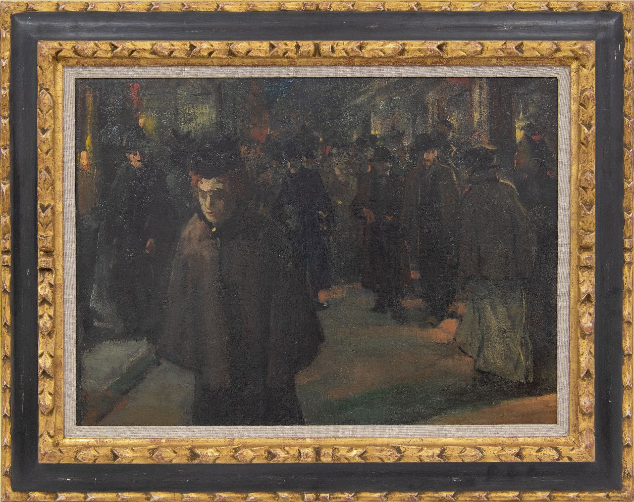 Arntzenius P.F.N.J.  | Pieter Florentius Nicolaas Jacobus 'Floris' Arntzenius | Paintings offered for sale | Crowded shopping street by night, oil on canvas 36.8 x 51.0 cm, gesigneerd linksonder (resten)