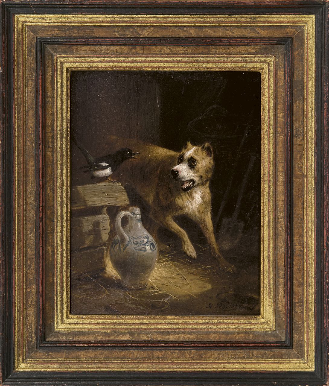 Ronner-Knip H.  | Henriette Ronner-Knip | Paintings offered for sale | The cheeky visitor, oil on panel 19.2 x 15.7 cm, signed l.r.