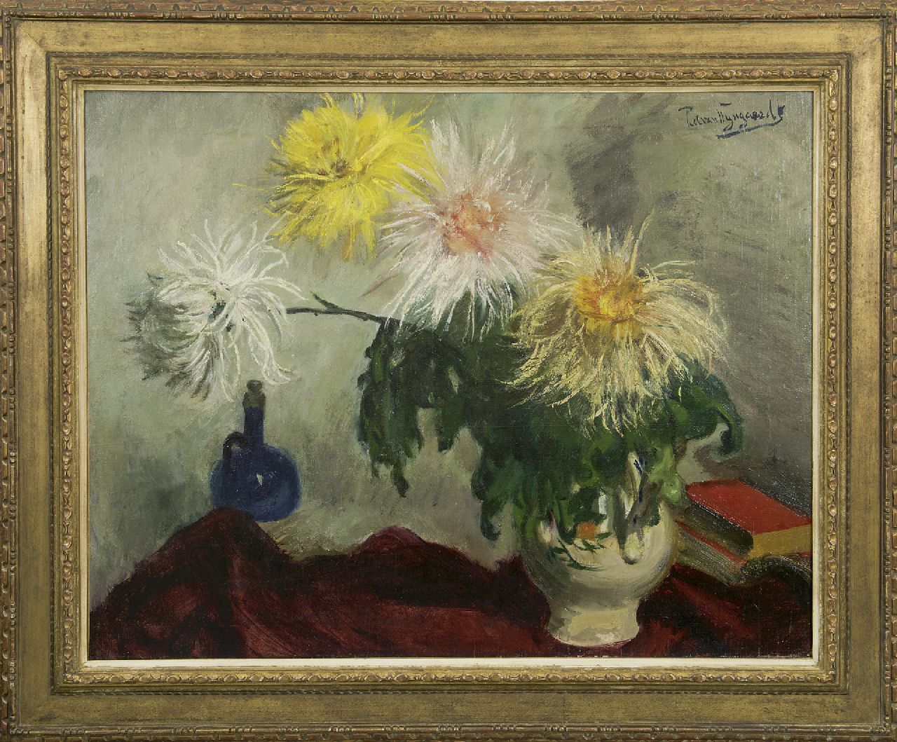 Wijngaerdt P.T. van | Petrus Theodorus 'Piet' van Wijngaerdt | Paintings offered for sale | Chrysanthemum splendor, oil on canvas 80.3 x 100.3 cm, signed u.r.