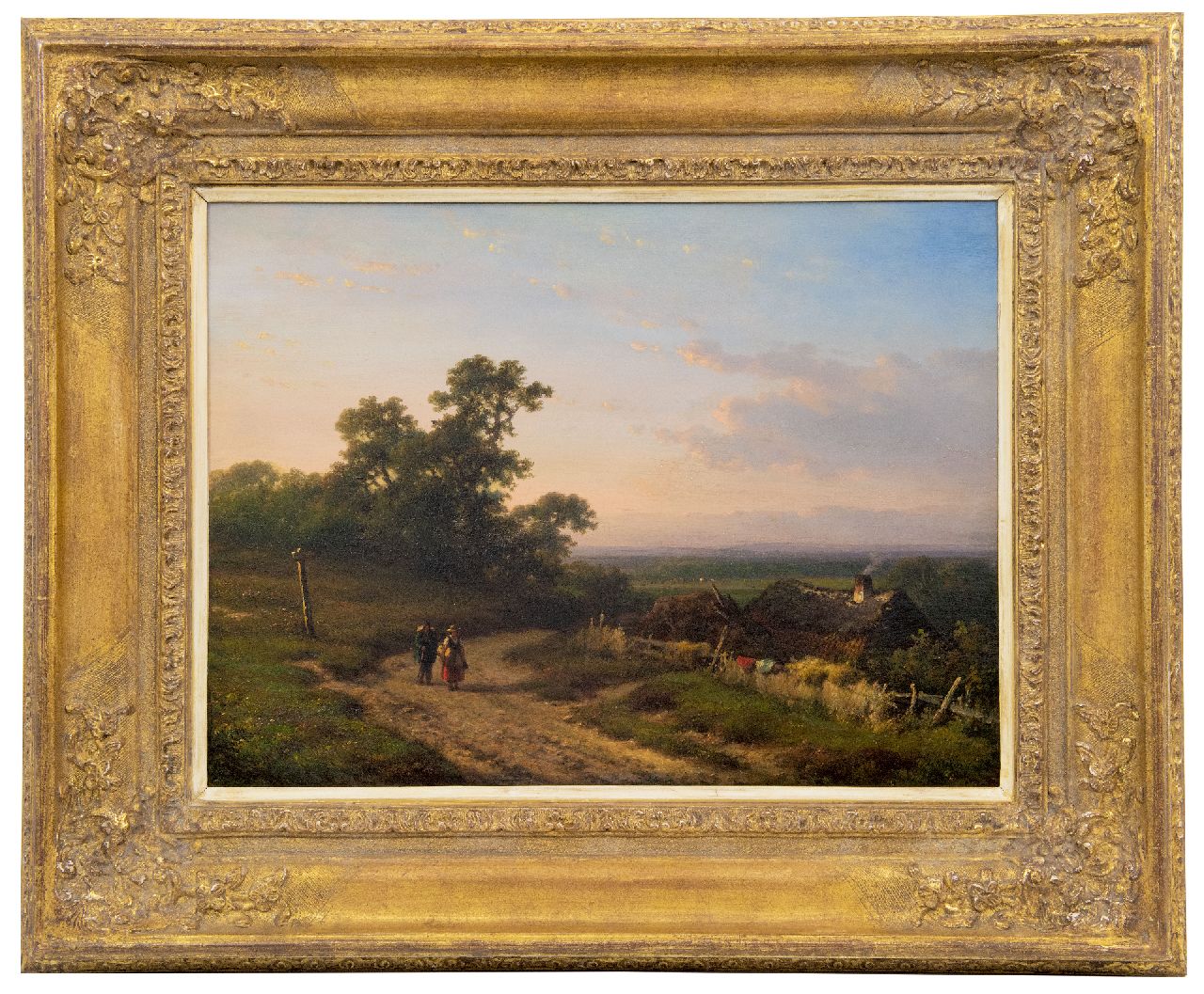 Kleijn L.J.  | Lodewijk Johannes Kleijn, An extensive summer landscape with peasants, oil on panel 34.5 x 46.7 cm, signed l.r.