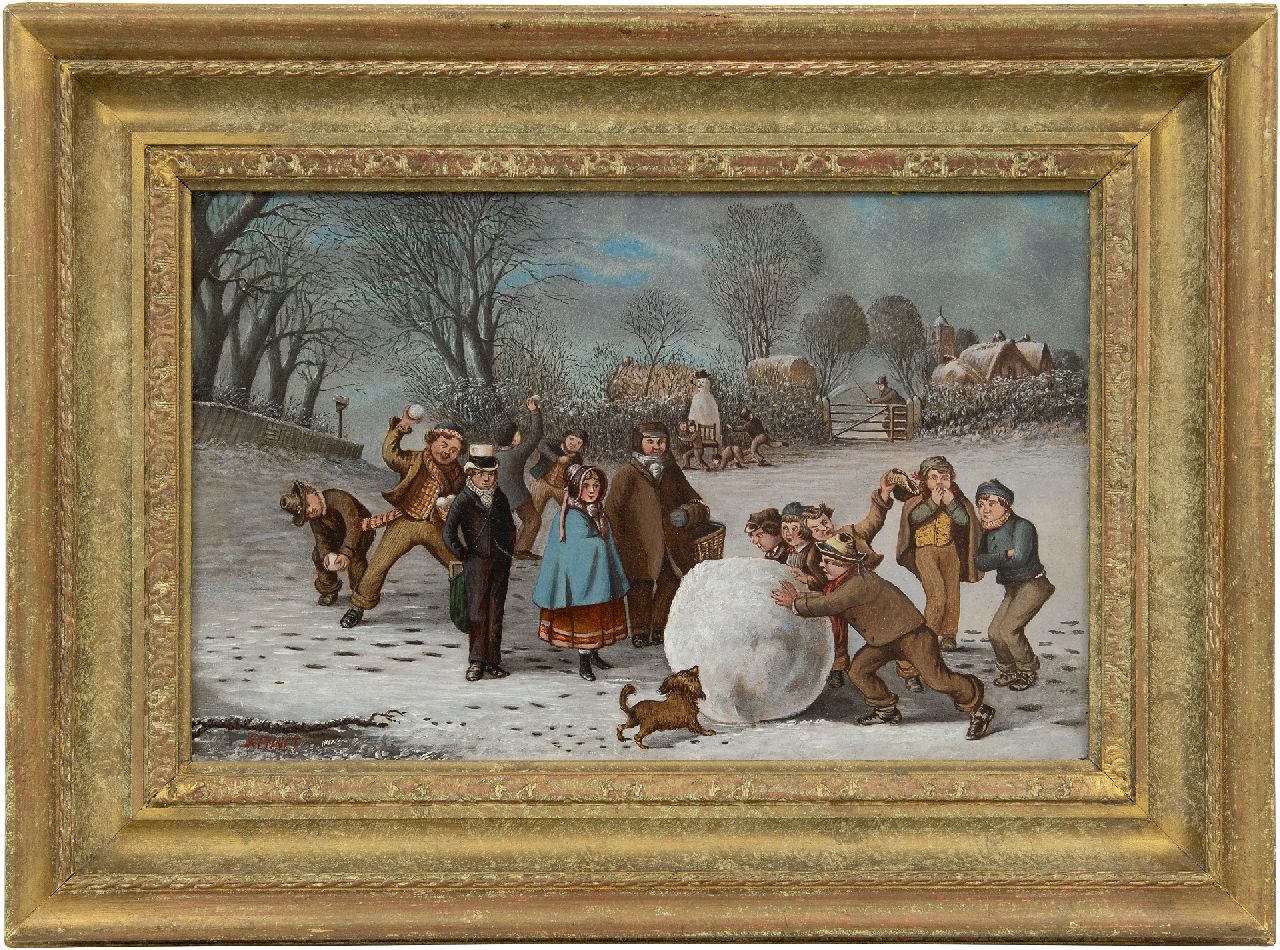 Engelse School, 19e eeuw, naar William Hemsley   | Engelse School, 19e eeuw, naar William Hemsley | Paintings offered for sale | Winter pleasure, oil on board 21.6 x 33.7 cm, signed l.l.