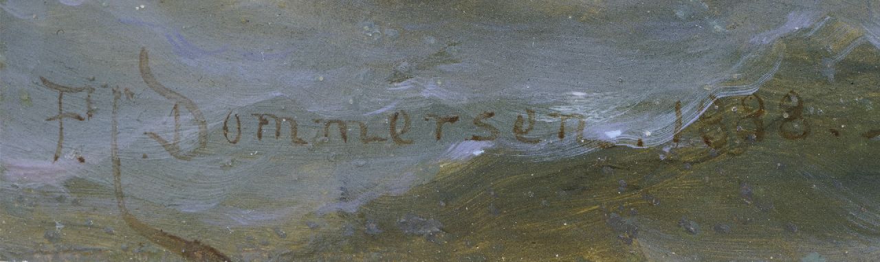 Pieter Cornelis  Dommershuijzen signatures A ferry in an estuary